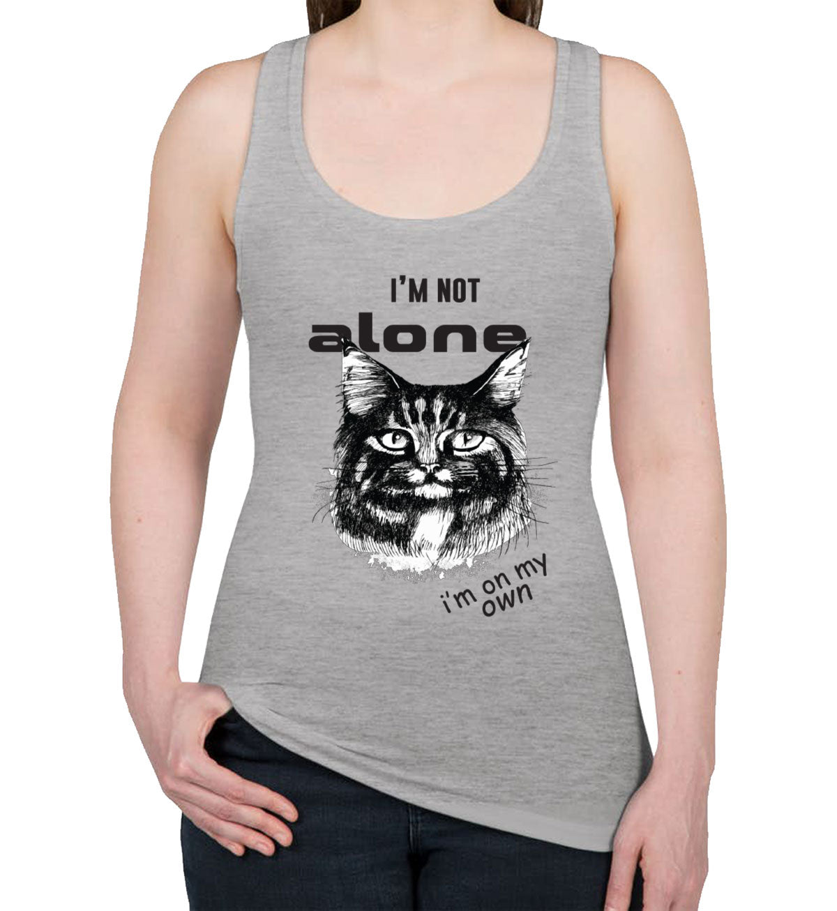 I'm Not Alone I'm On My Own Cat Women's Racerback Tank Top