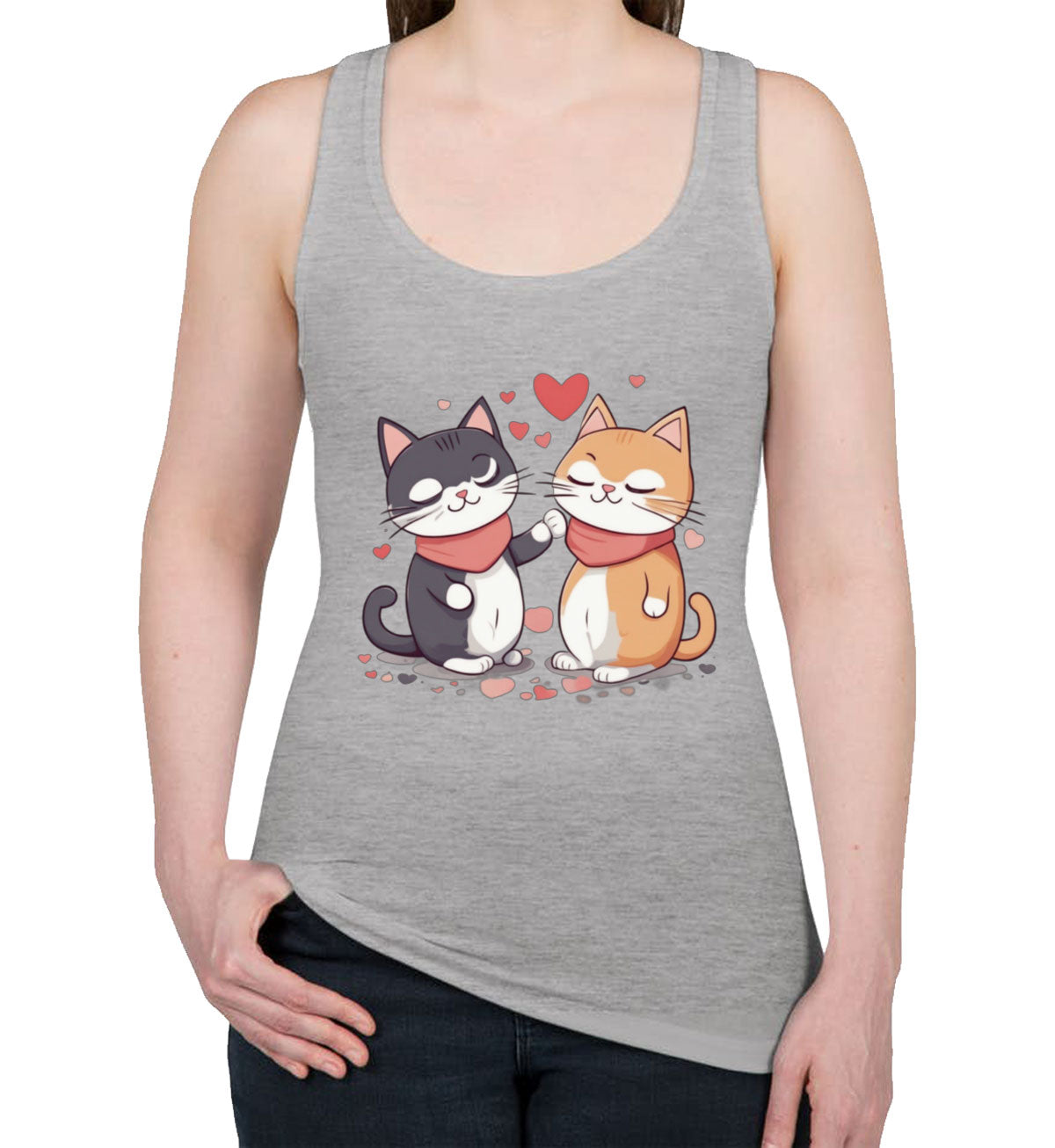 Cute Cat Couples Valentine's Day Women's Racerback Tank Top