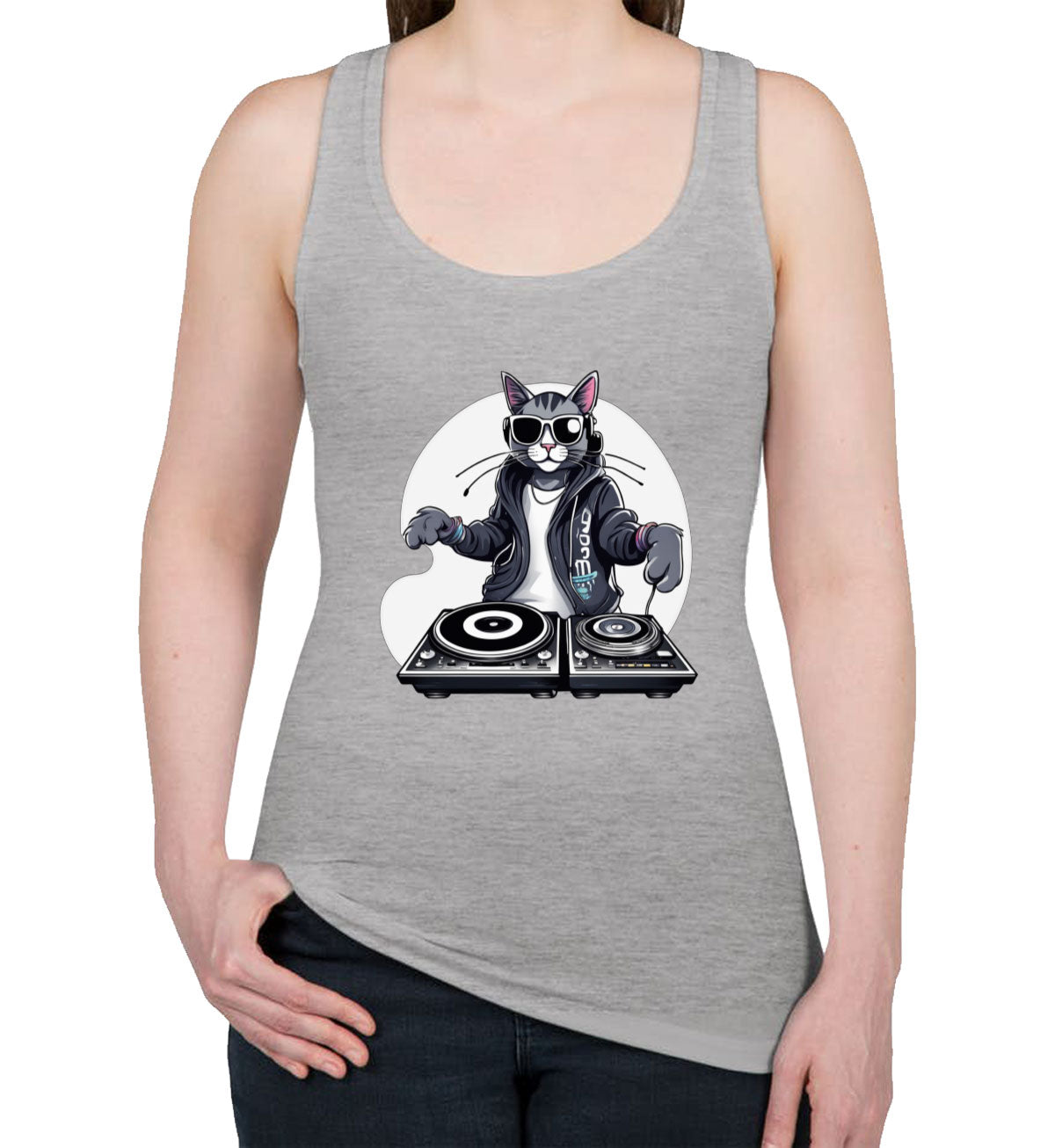 Cool Dj Cat Women's Racerback Tank Top