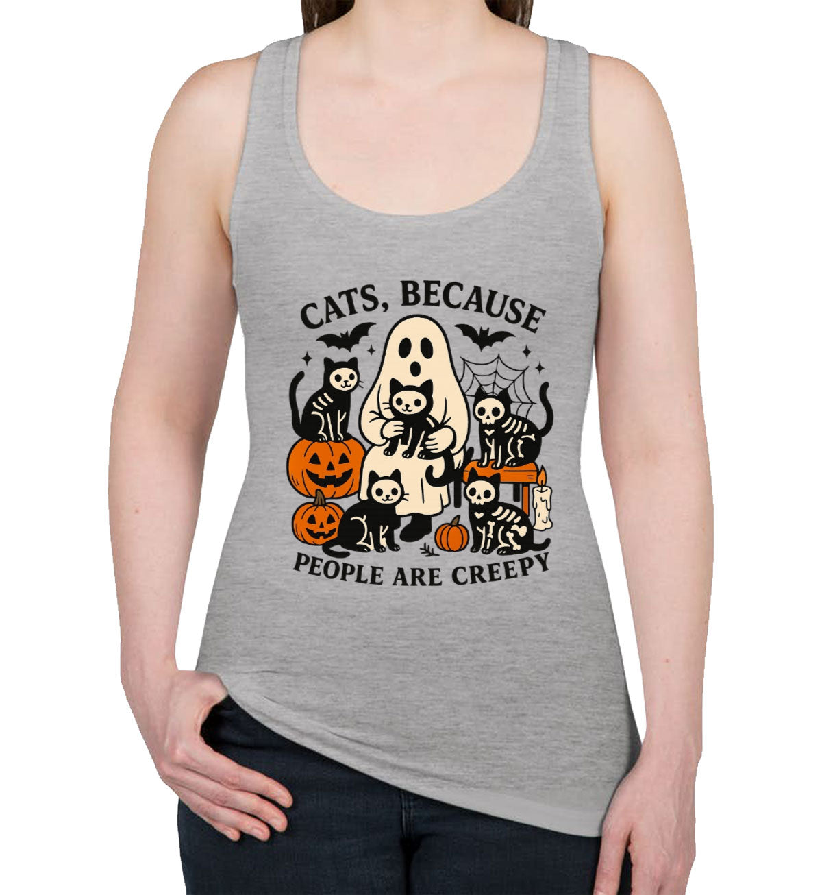 Cats, Because People Are Creepy Women's Racerback Tank Top