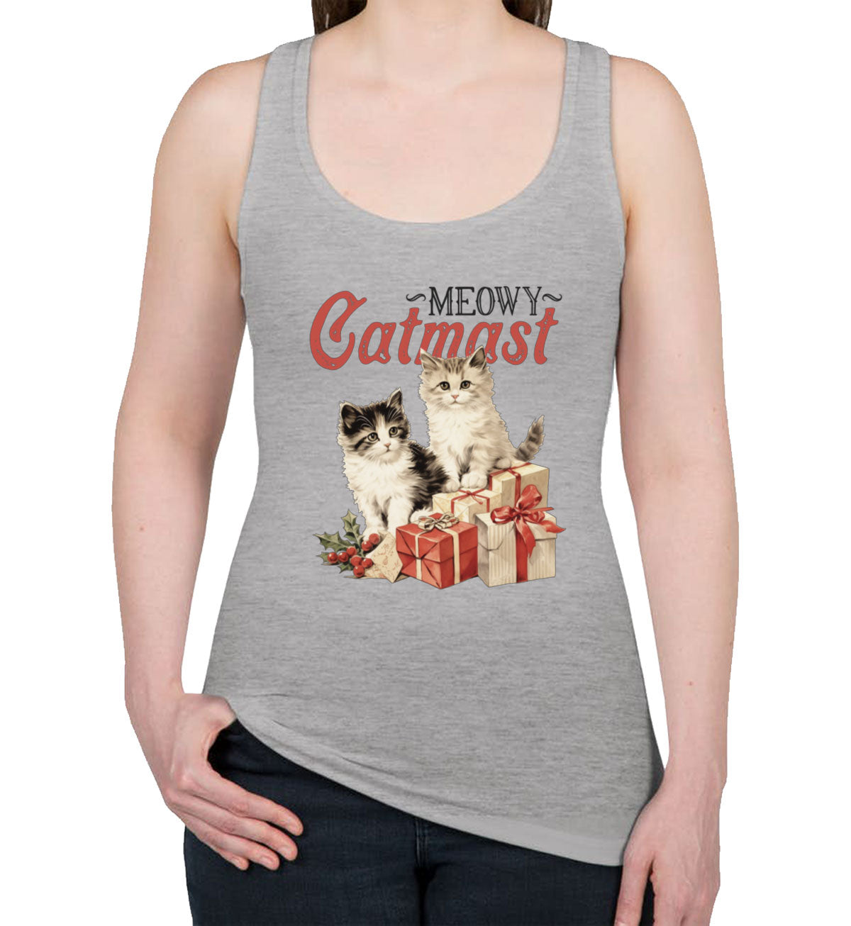 Meowy Catmast Christmas Women's Racerback Tank Top