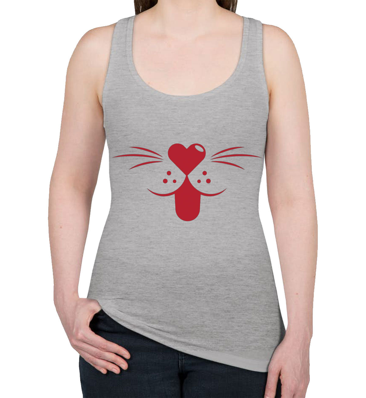 Cartoon Cat Mouth Women's Racerback Tank Top