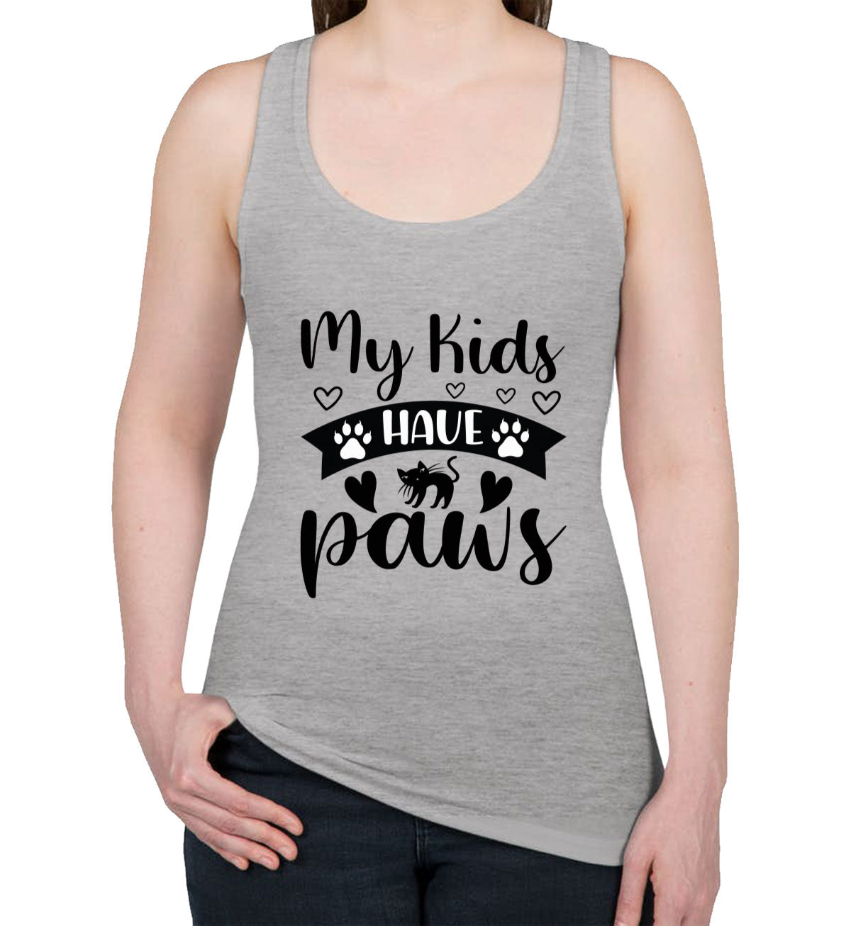 My Kids Have Paws Cat Women's Racerback Tank Top