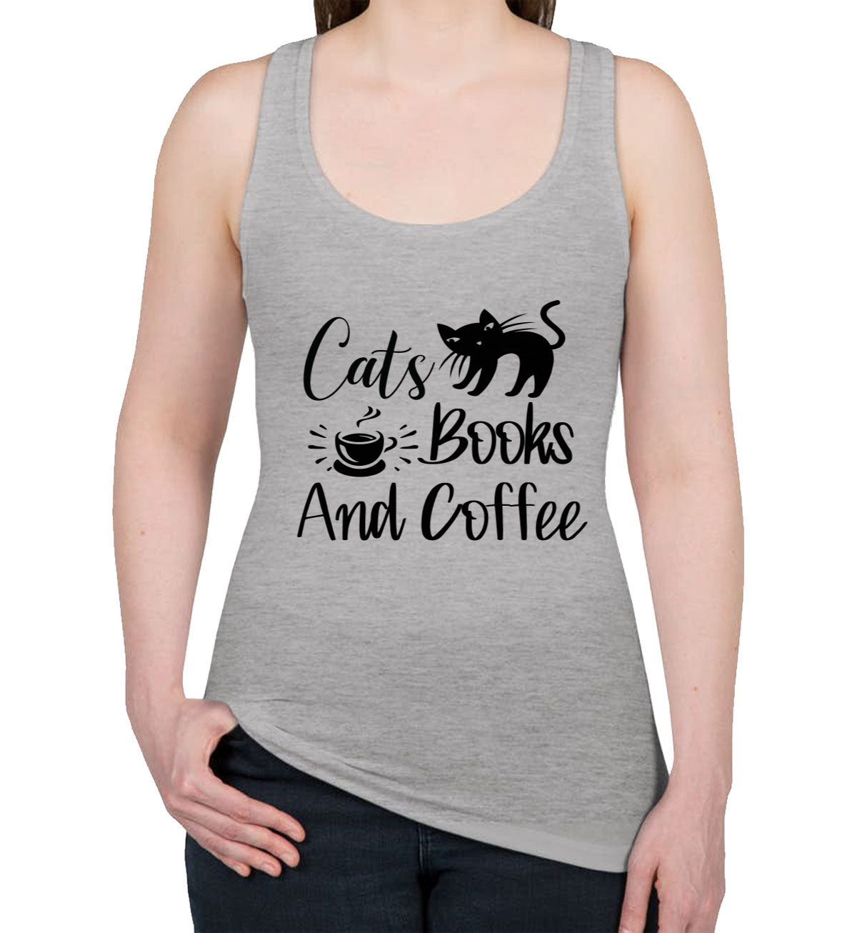 Cats Books And Coffee Women's Racerback Tank Top