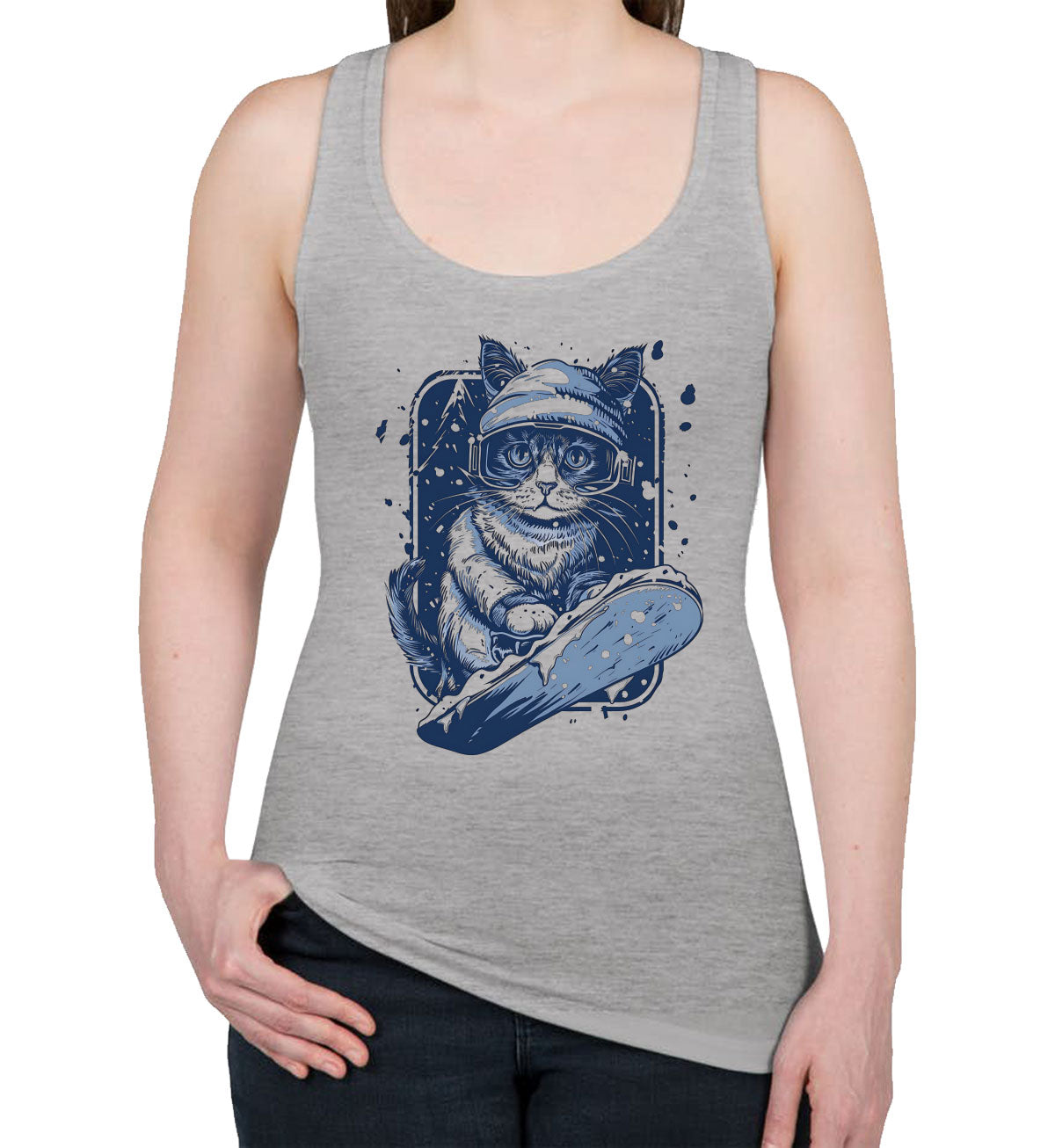 Snowboarding Cat Women's Racerback Tank Top