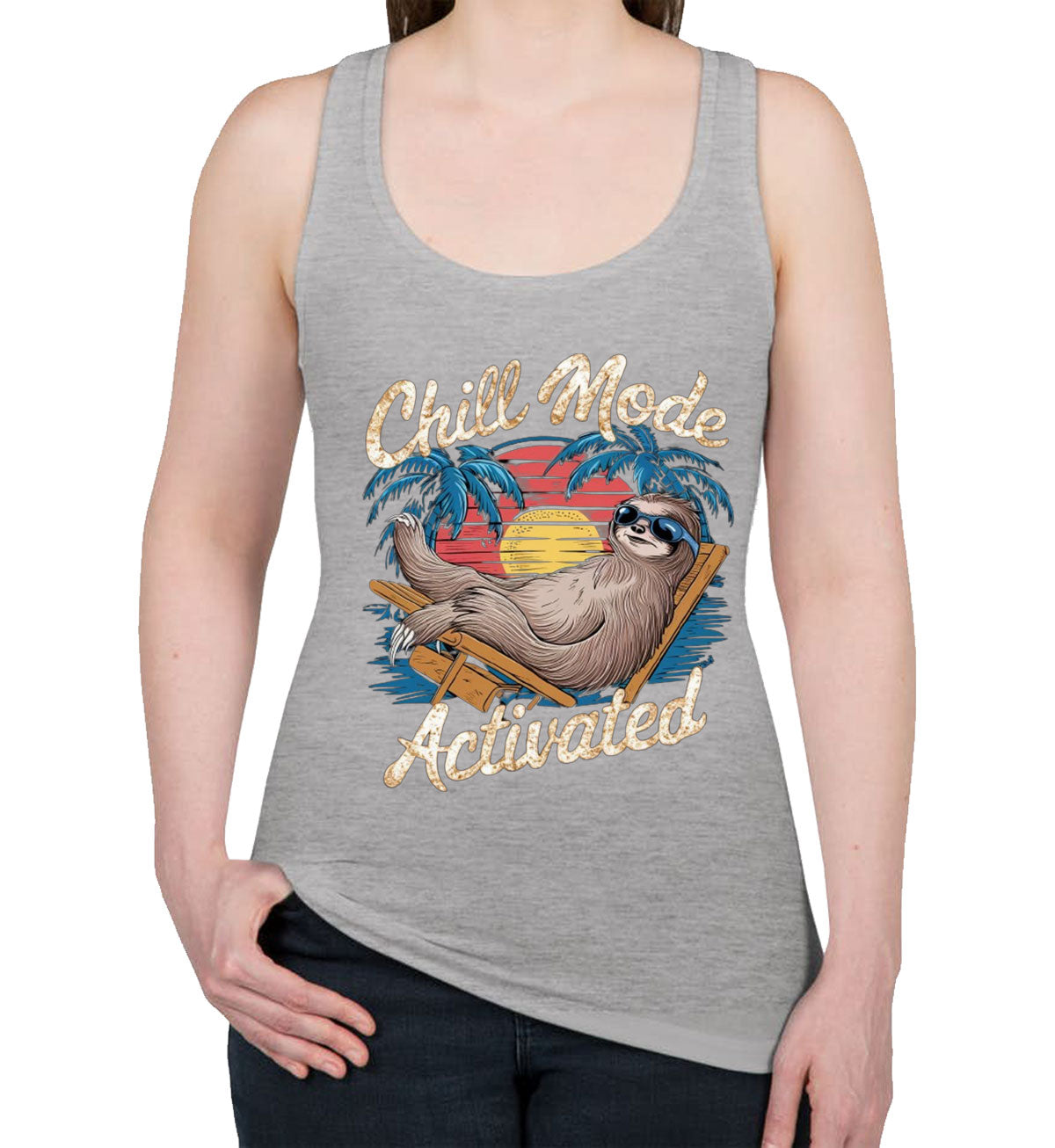 Chill Mode Activated Sloth Women's Racerback Tank Top