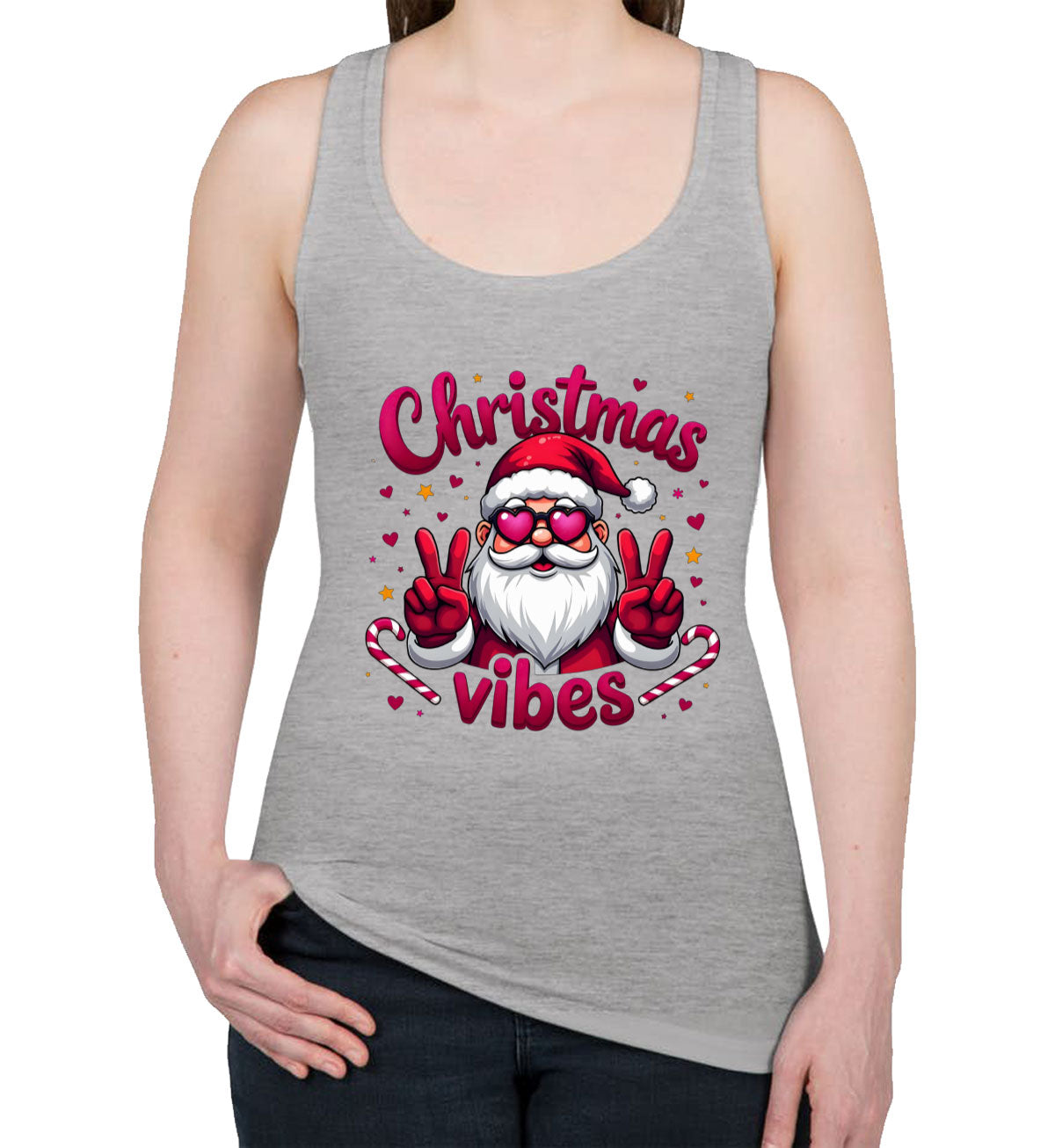 Santa Christmas Vibes Women's Racerback Tank Top