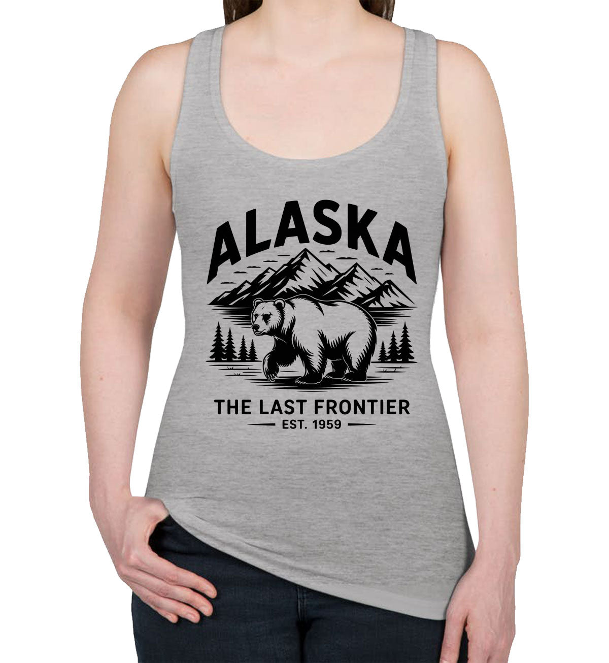 Alaska Cityscape Illustration The Last Frontier Women's Racerback Tank Top