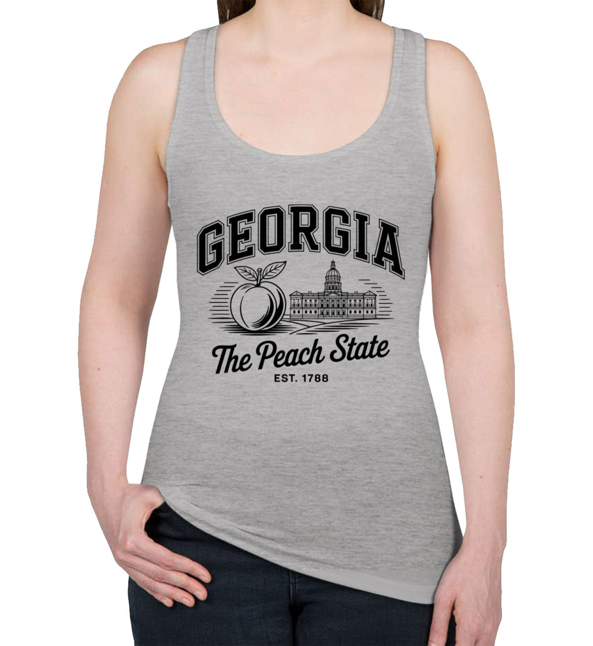 Georgia Cityscape Illustration The Peach State Women's Racerback Tank Top