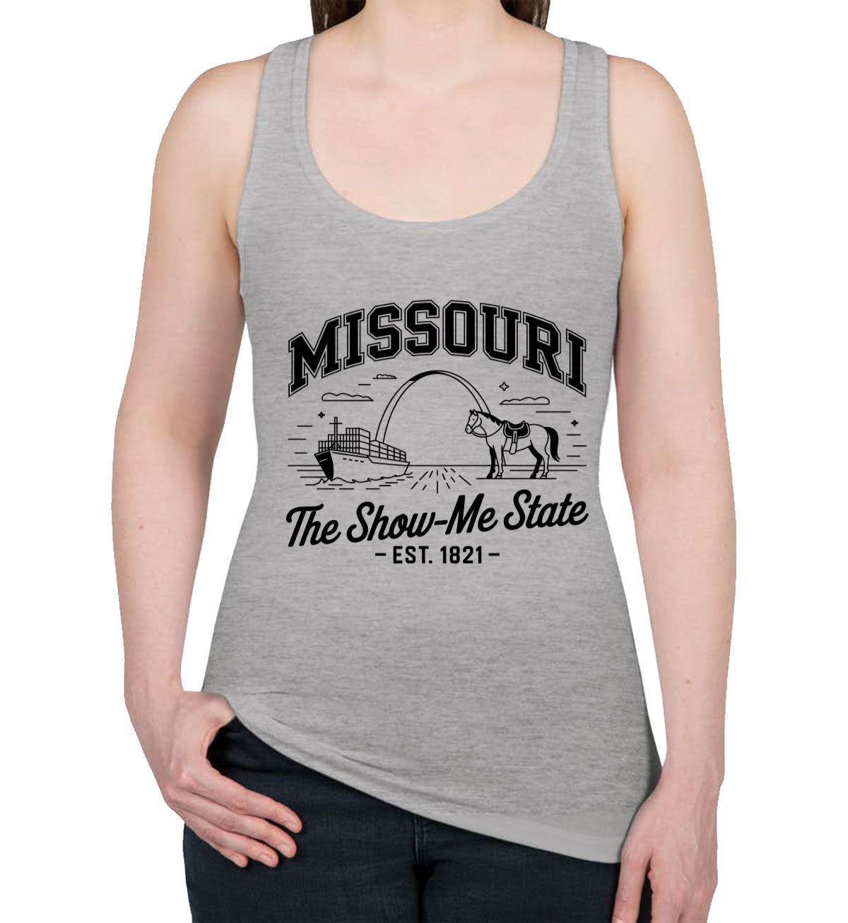 Missouri Cityscape Illustration The Show Me State Women's Racerback Tank Top