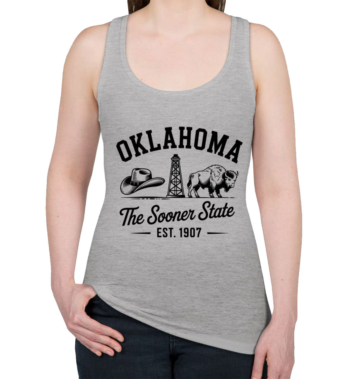 Oklahoma Cityscape Illustration The Sooner State Women's Racerback Tank Top