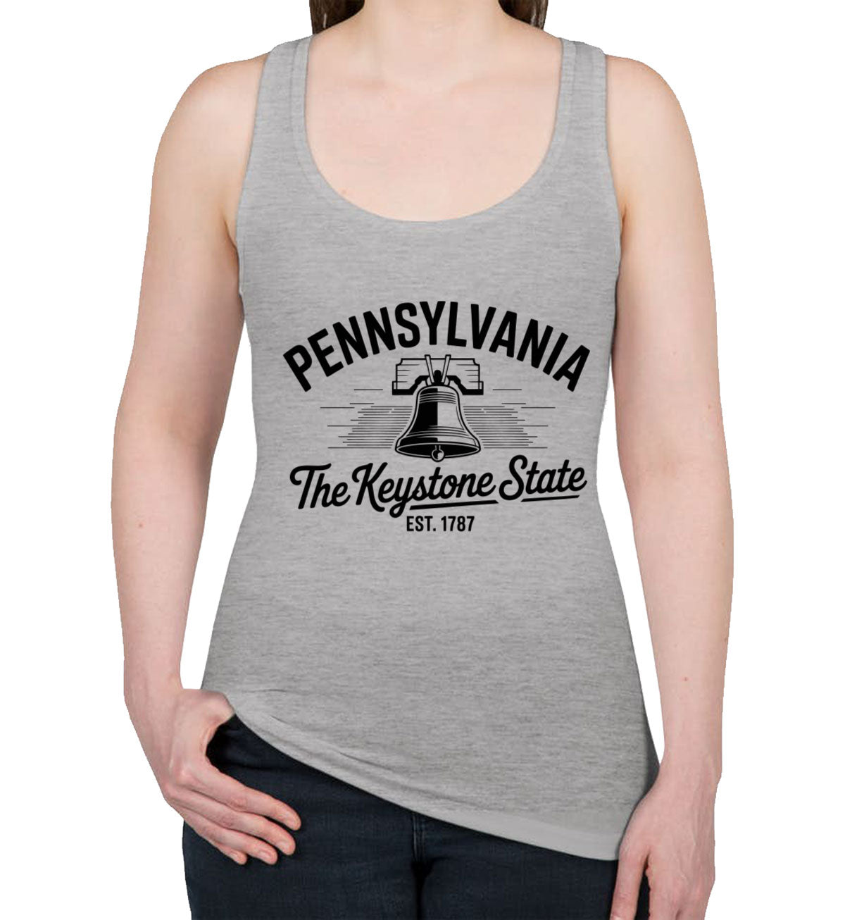 Pennsylvania Cityscape Illustration The Keystone State Women's Racerback Tank Top
