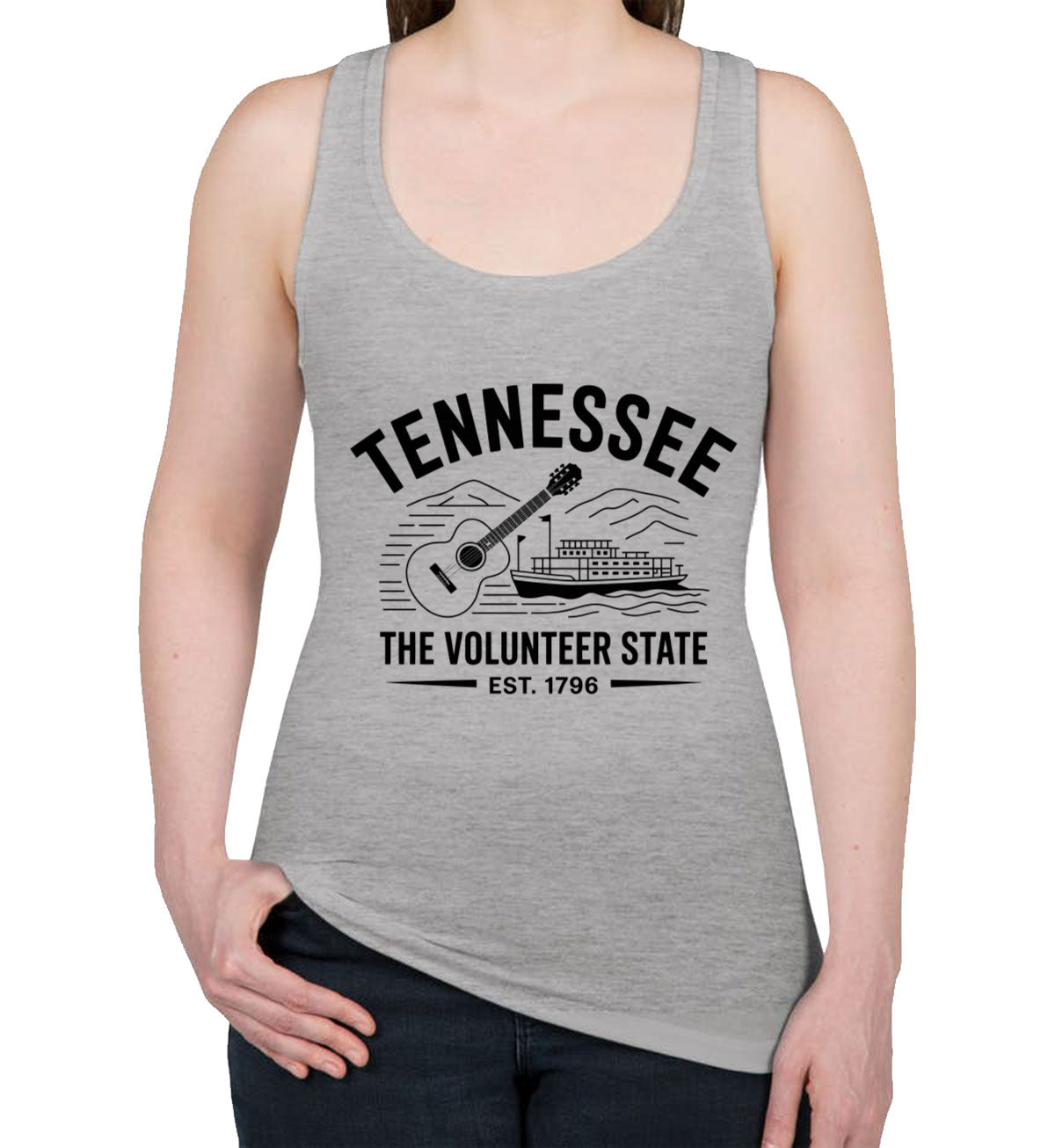 Tennessee Cityscape Illustration The Volunteer State Women's Racerback Tank Top