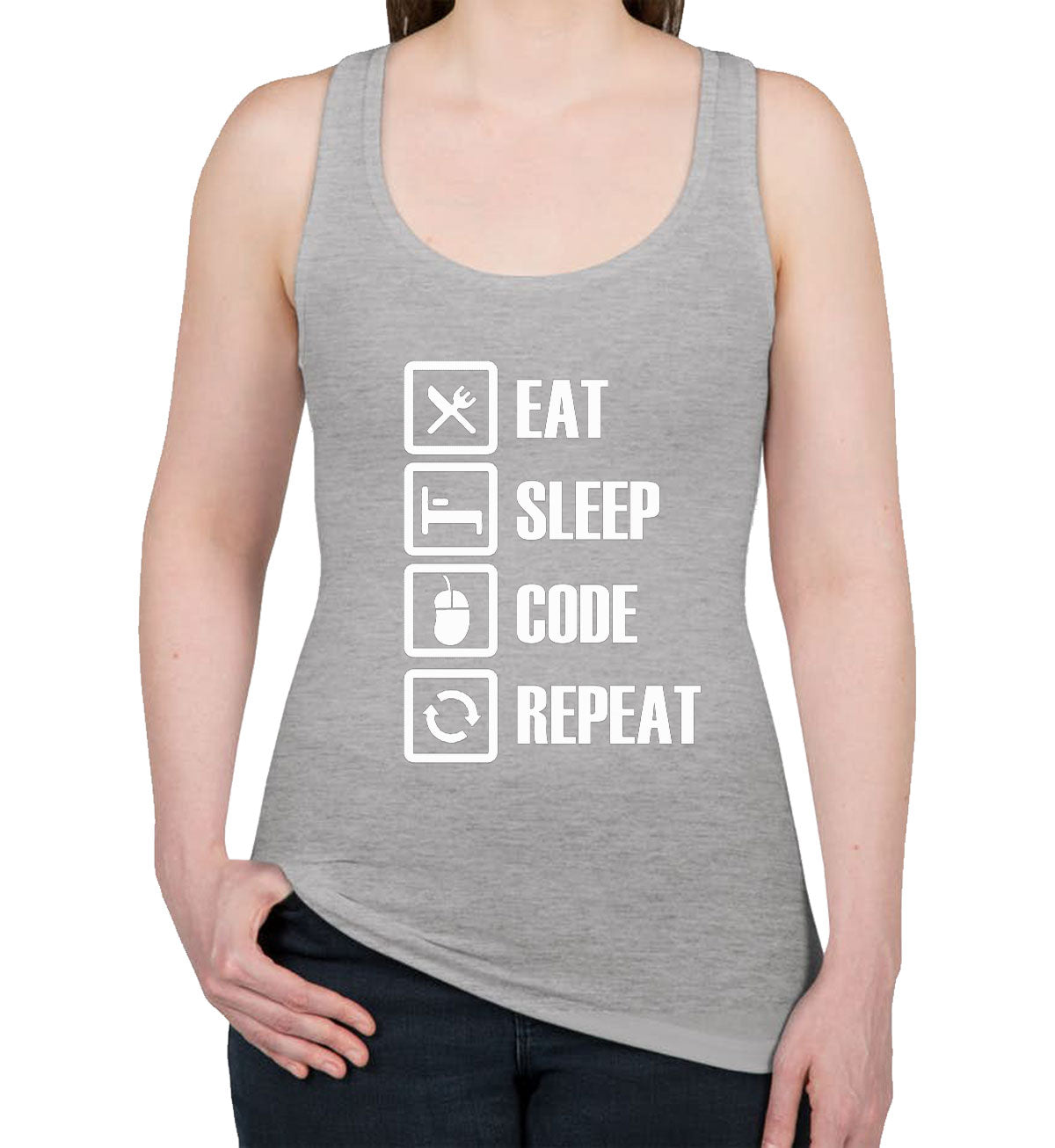 Eat Sleep Code Repeat Coding Women's Racerback Tank Top