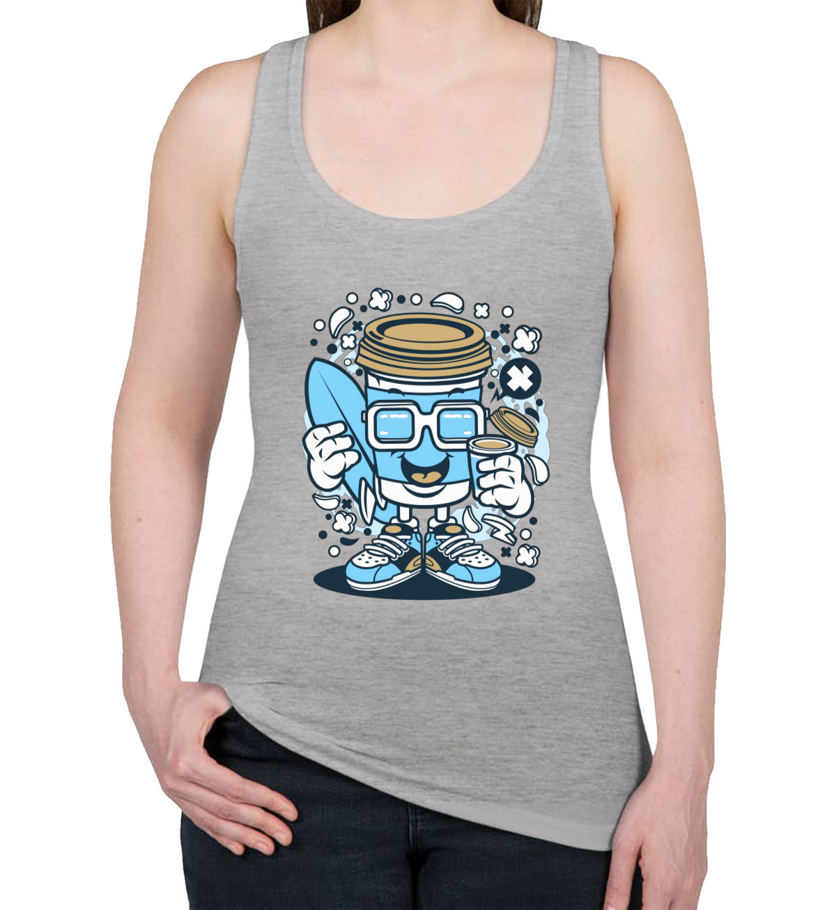 Coffee Cup Surfing Women's Racerback Tank Top