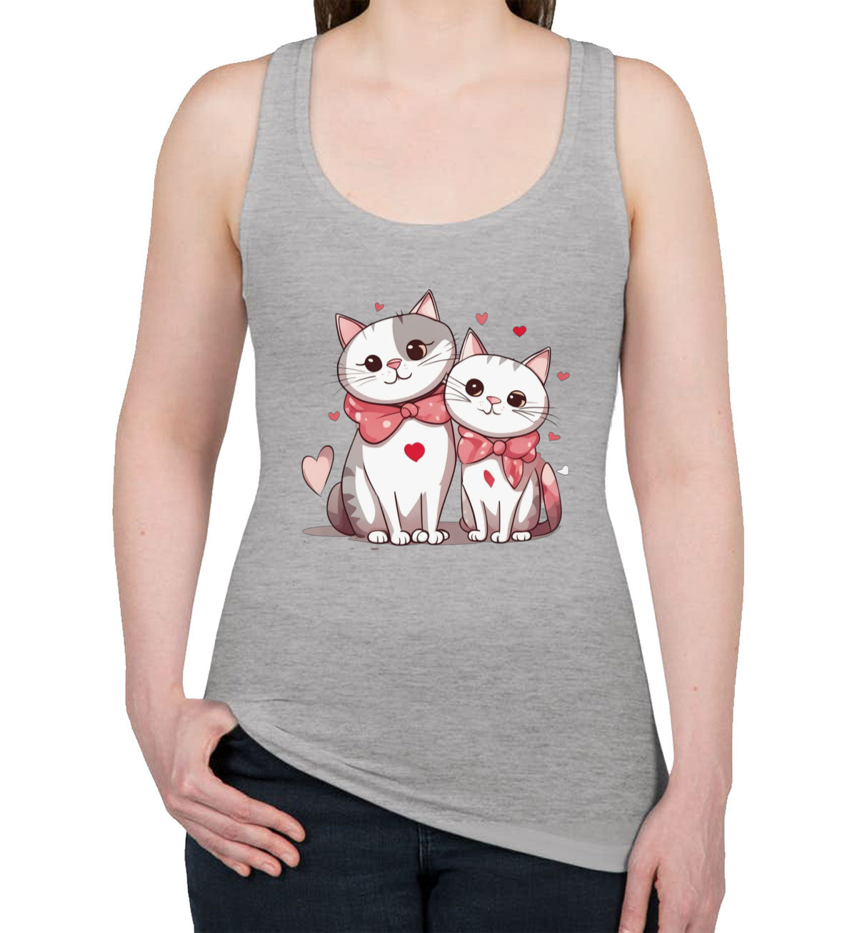 Cute Cat Couples Valentine's Day Women's Racerback Tank Top