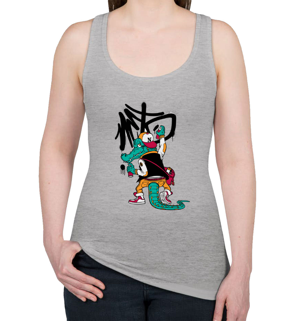 Crocodile Graffiti Women's Racerback Tank Top