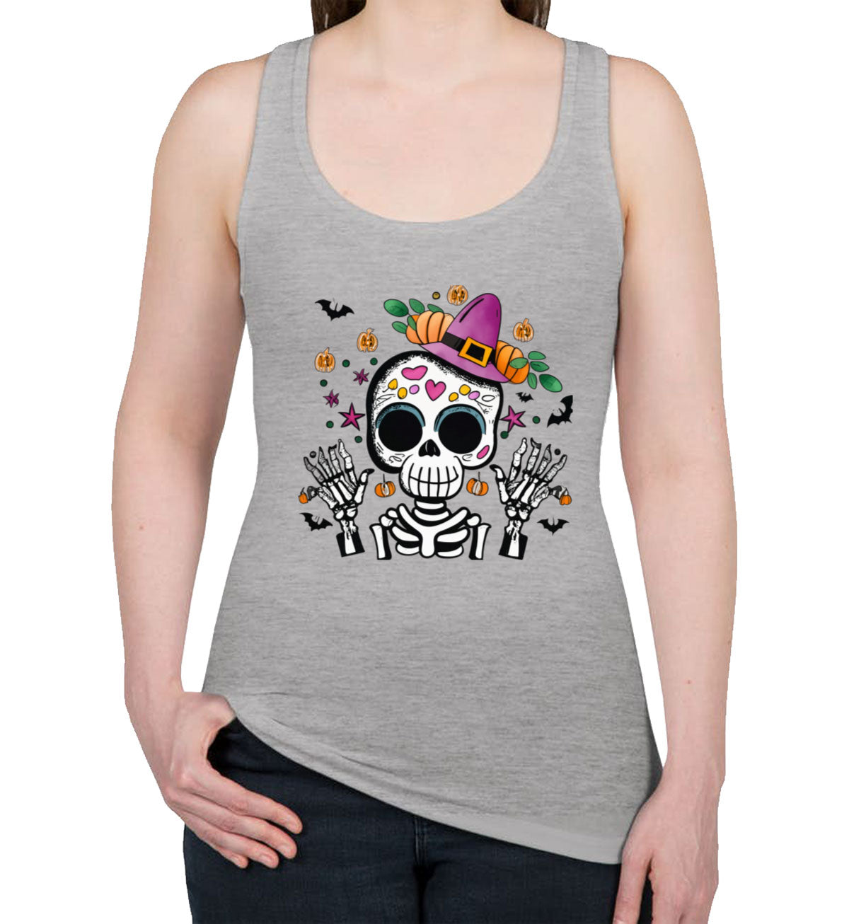 Cute Skeleton Halloween Women's Racerback Tank Top