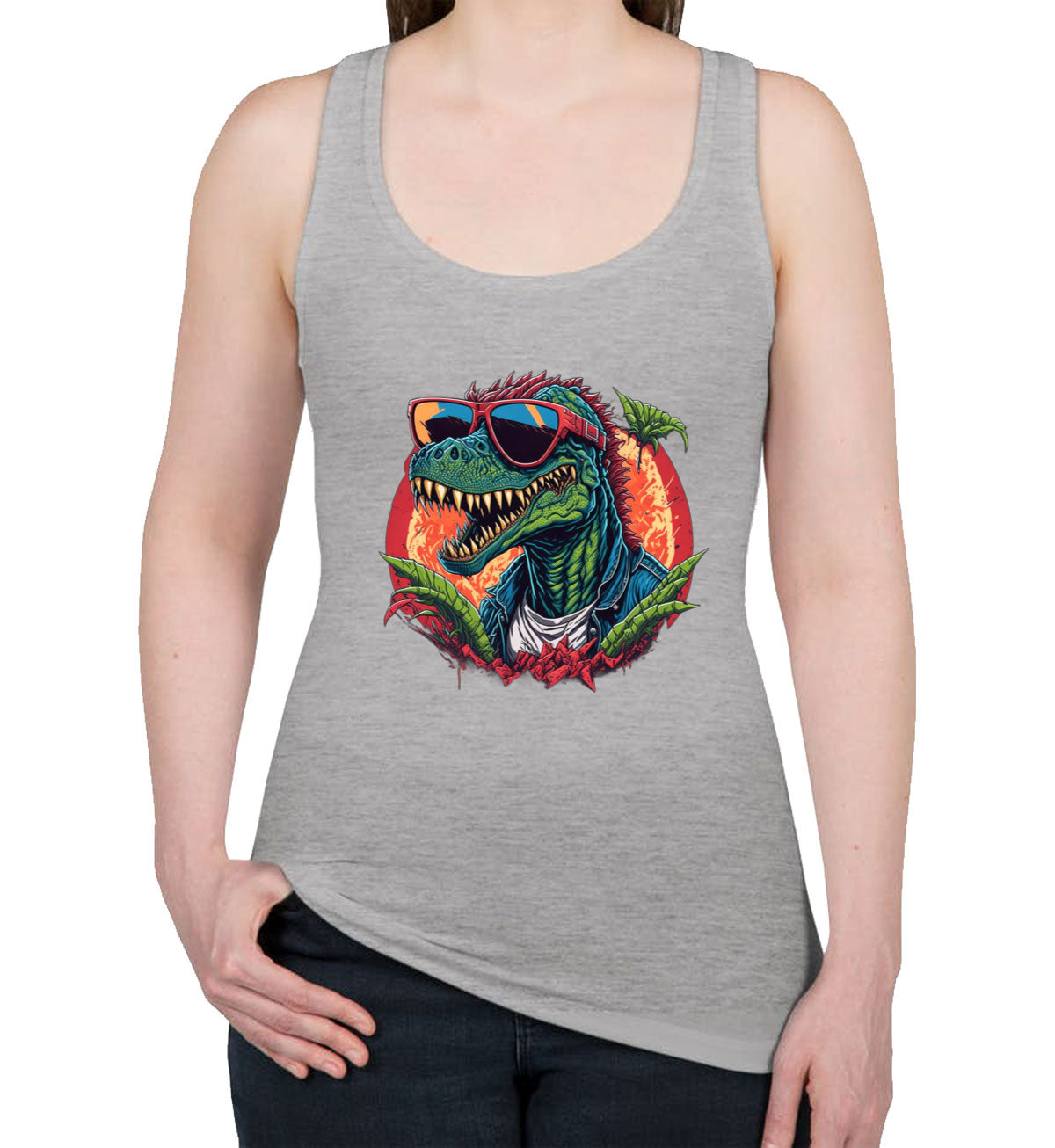 Colorful Dinosaur  Women's Racerback Tank Top