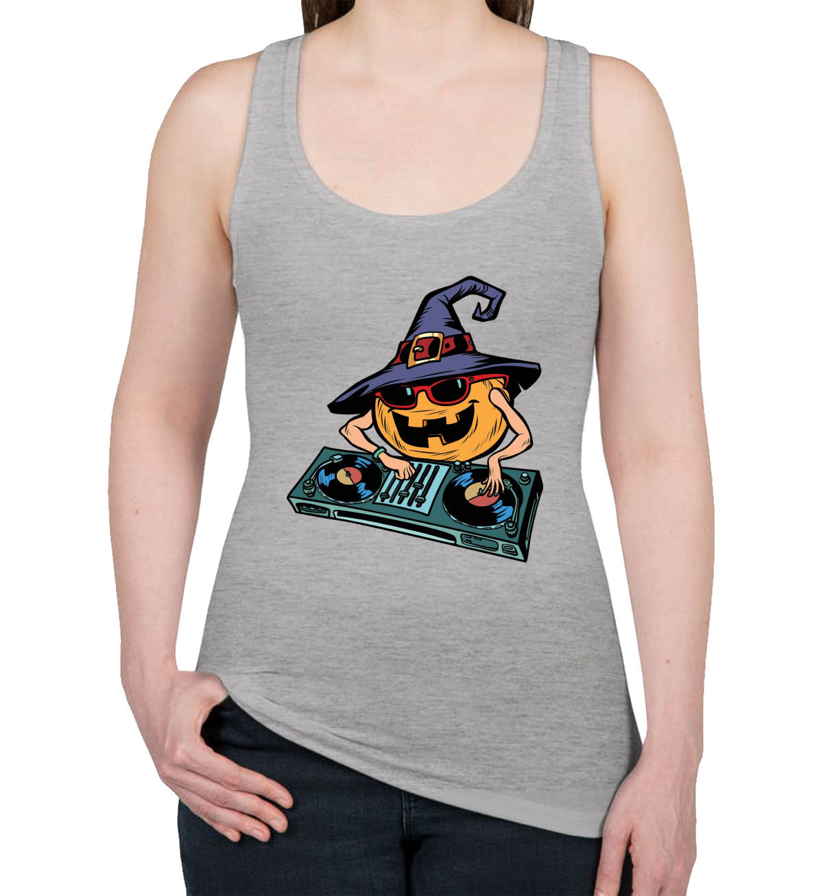 DJ Pumpkin Halloween Women's Racerback Tank Top