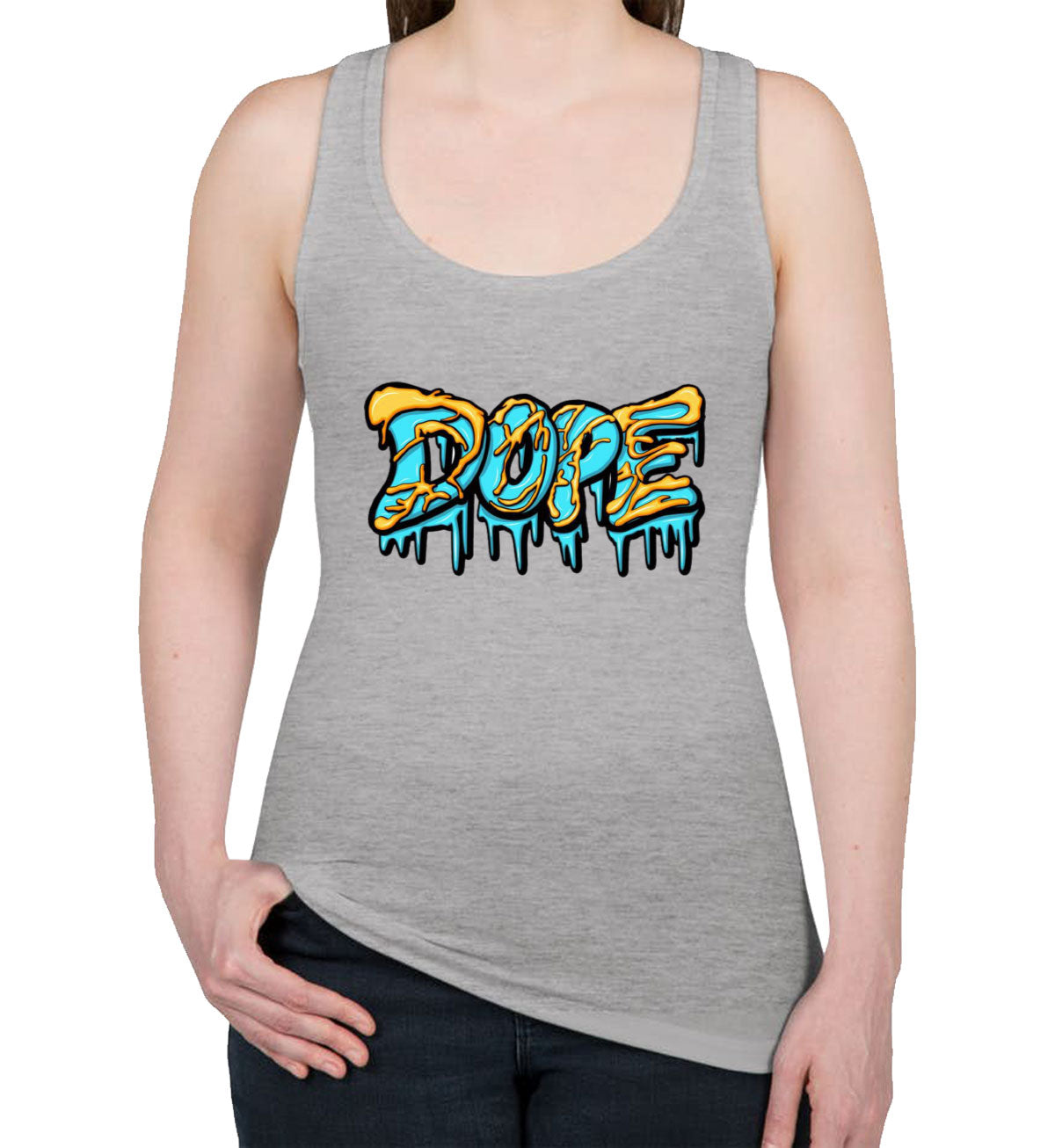 Dope Dripping Typography Women's Racerback Tank Top