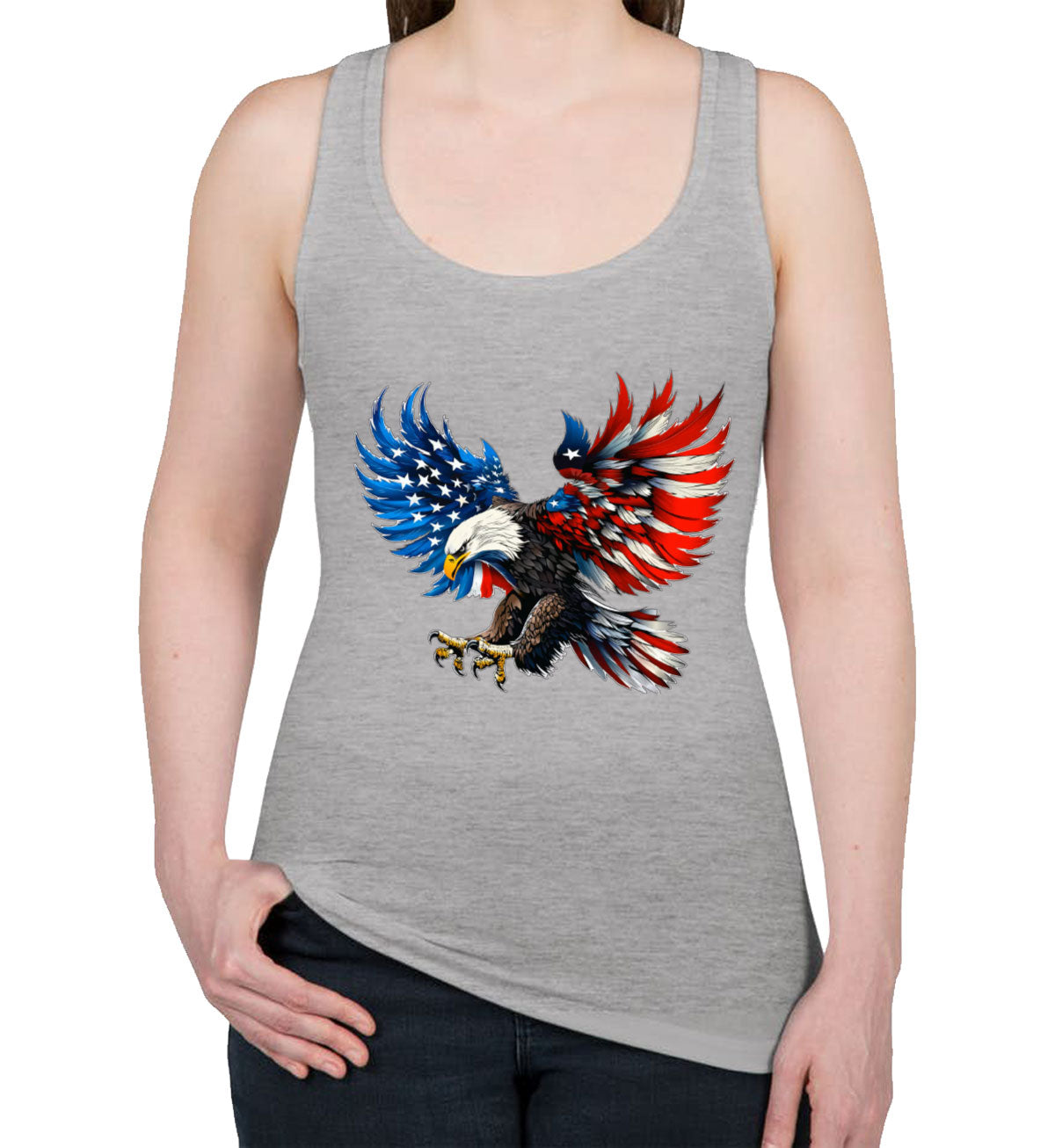 American Eagle Flag Independence Day Patriotic Women's Racerback Tank Top