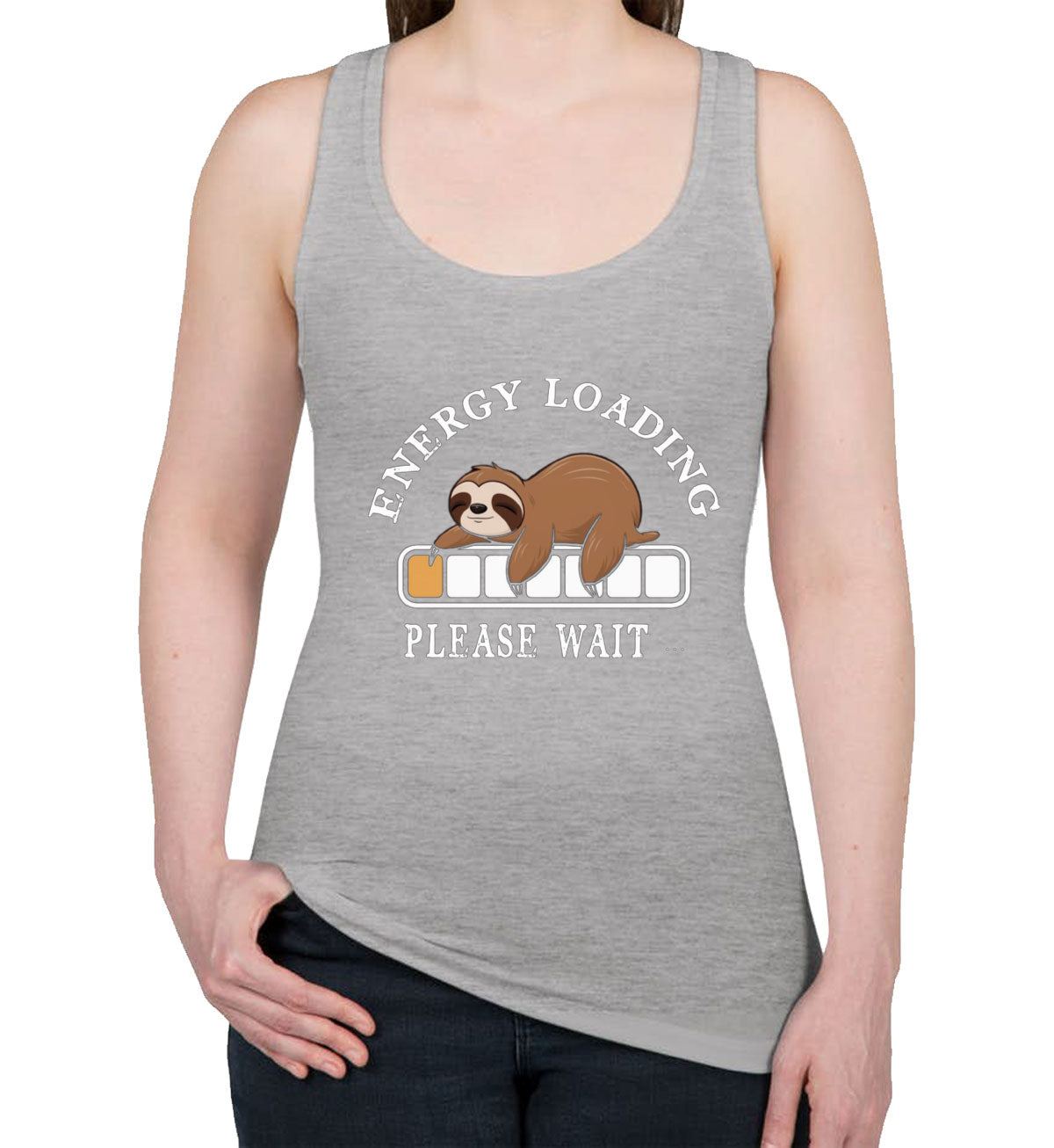 Energy Loading Please Wait Sloth Women's Racerback Tank Top