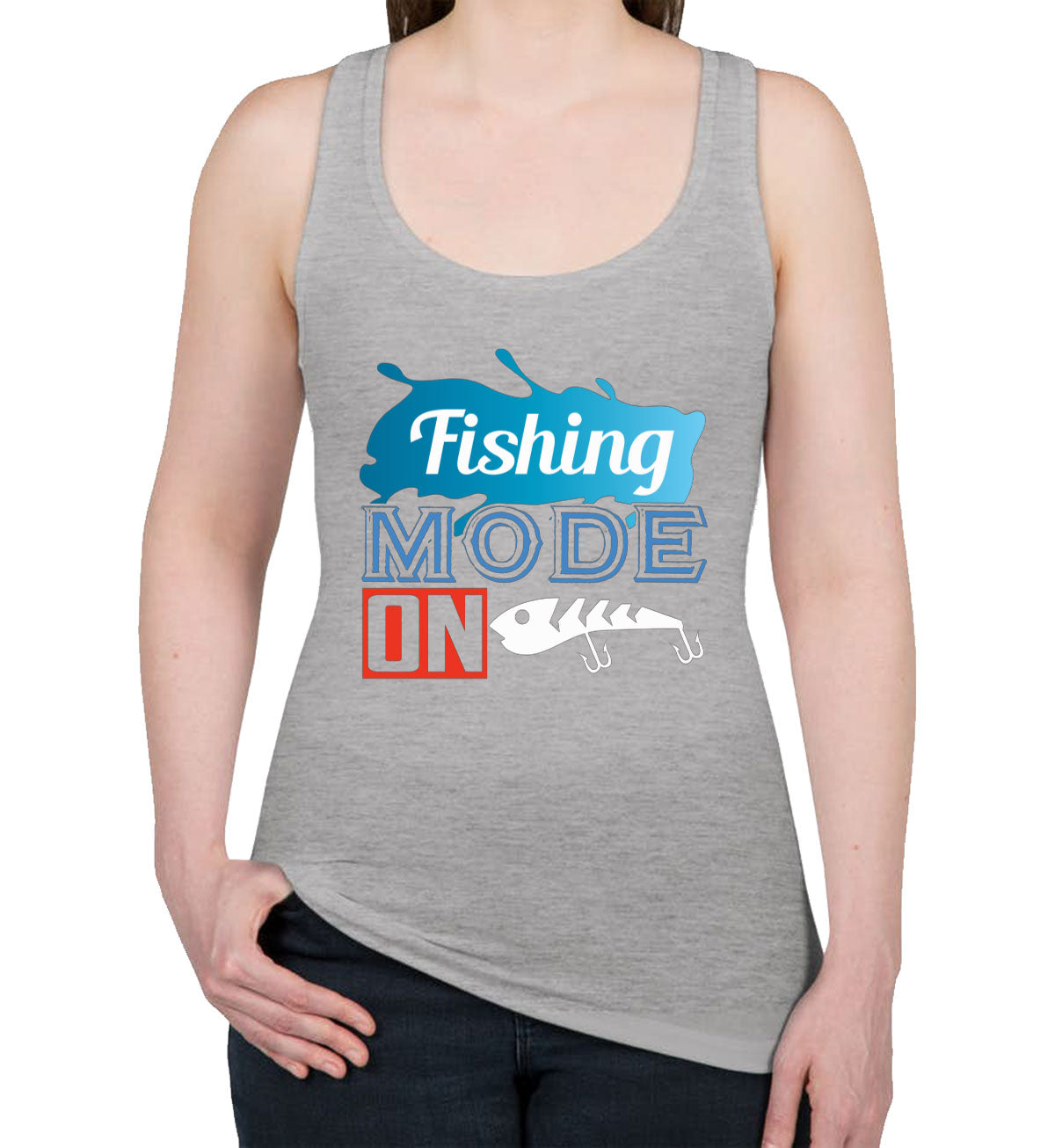 Fishing Mode On Women's Racerback Tank Top