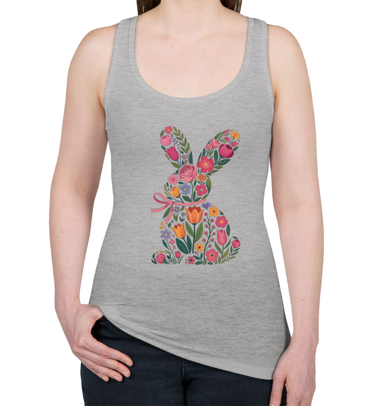 Floral Bunny Easter Women's Racerback Tank Top