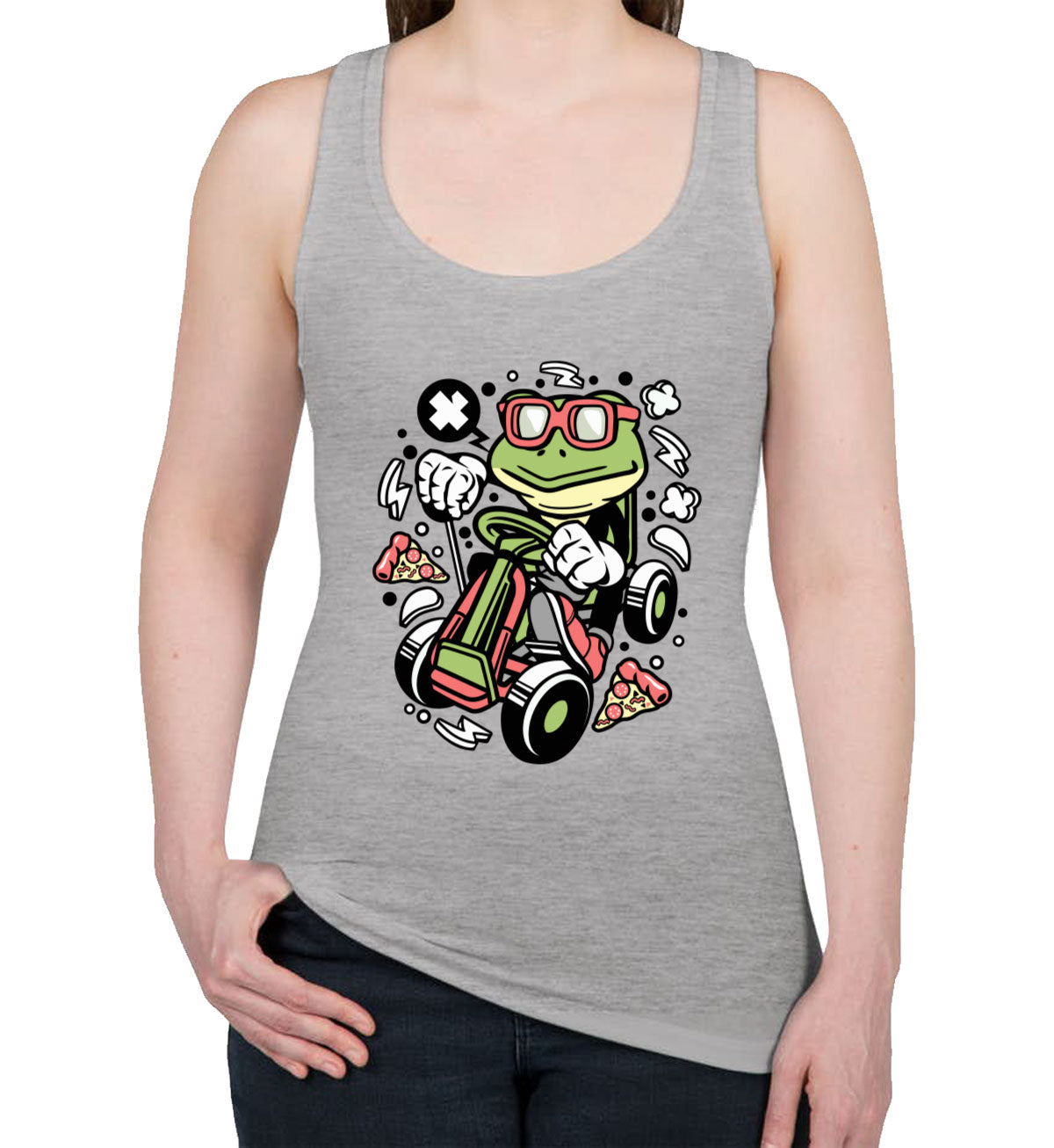 Frog GoKart Racer Women's Racerback Tank Top