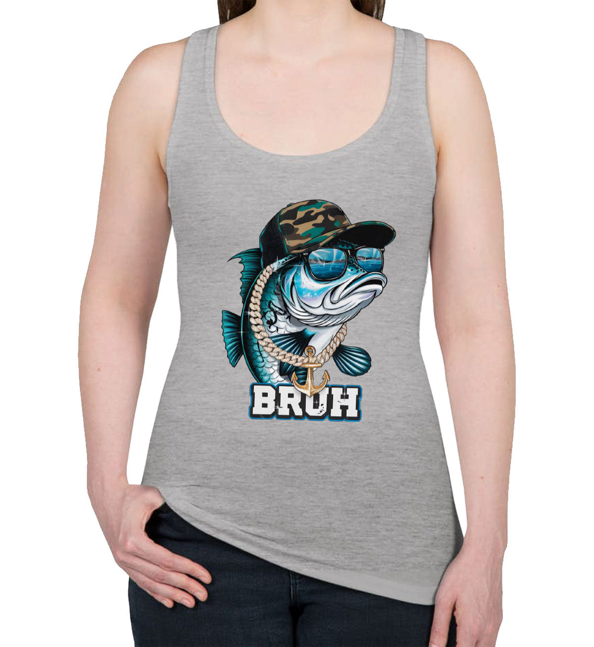 Funny Bass Fishing Women's Racerback Tank Top