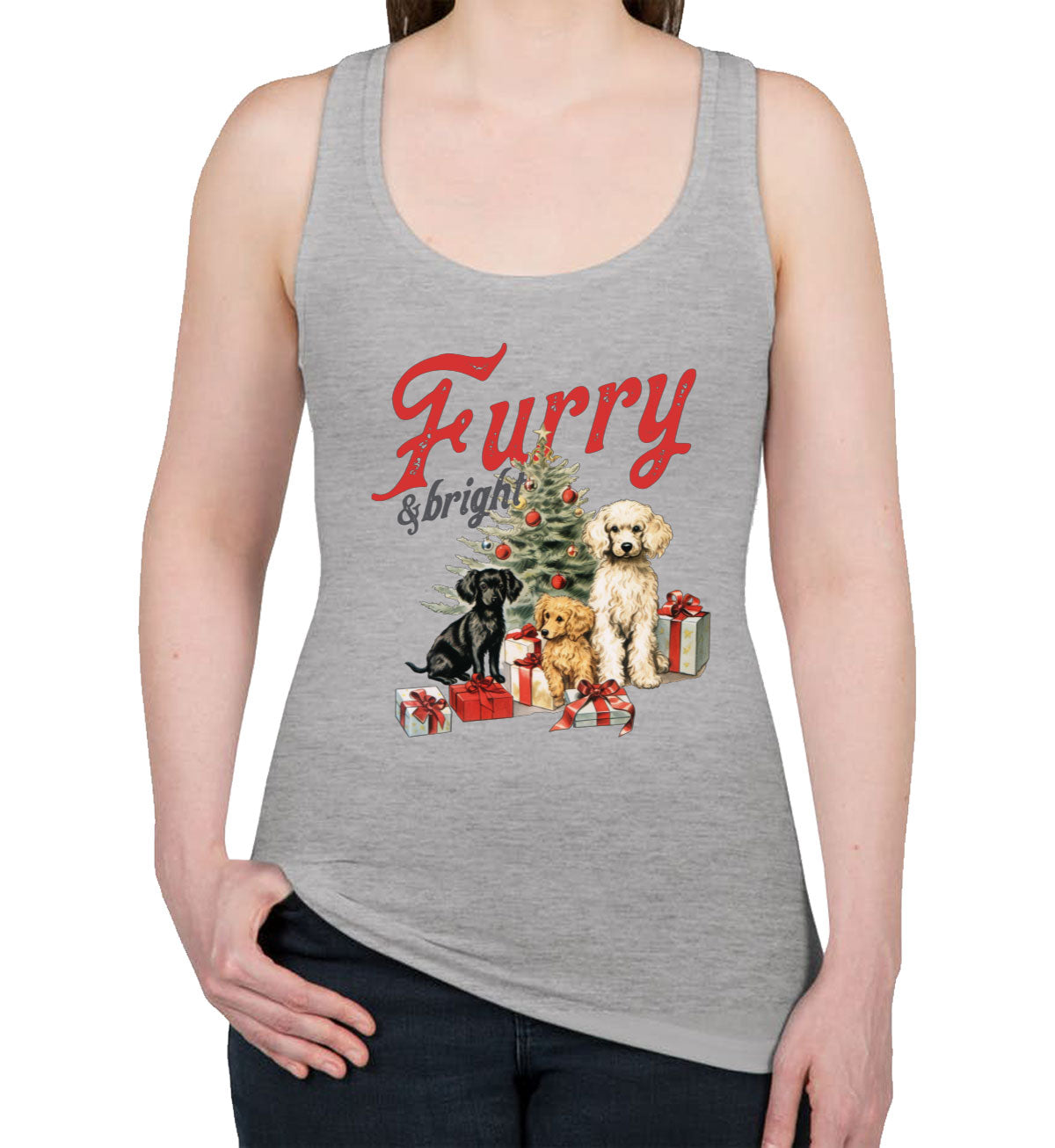 Furry And Bright Christmas Women's Racerback Tank Top