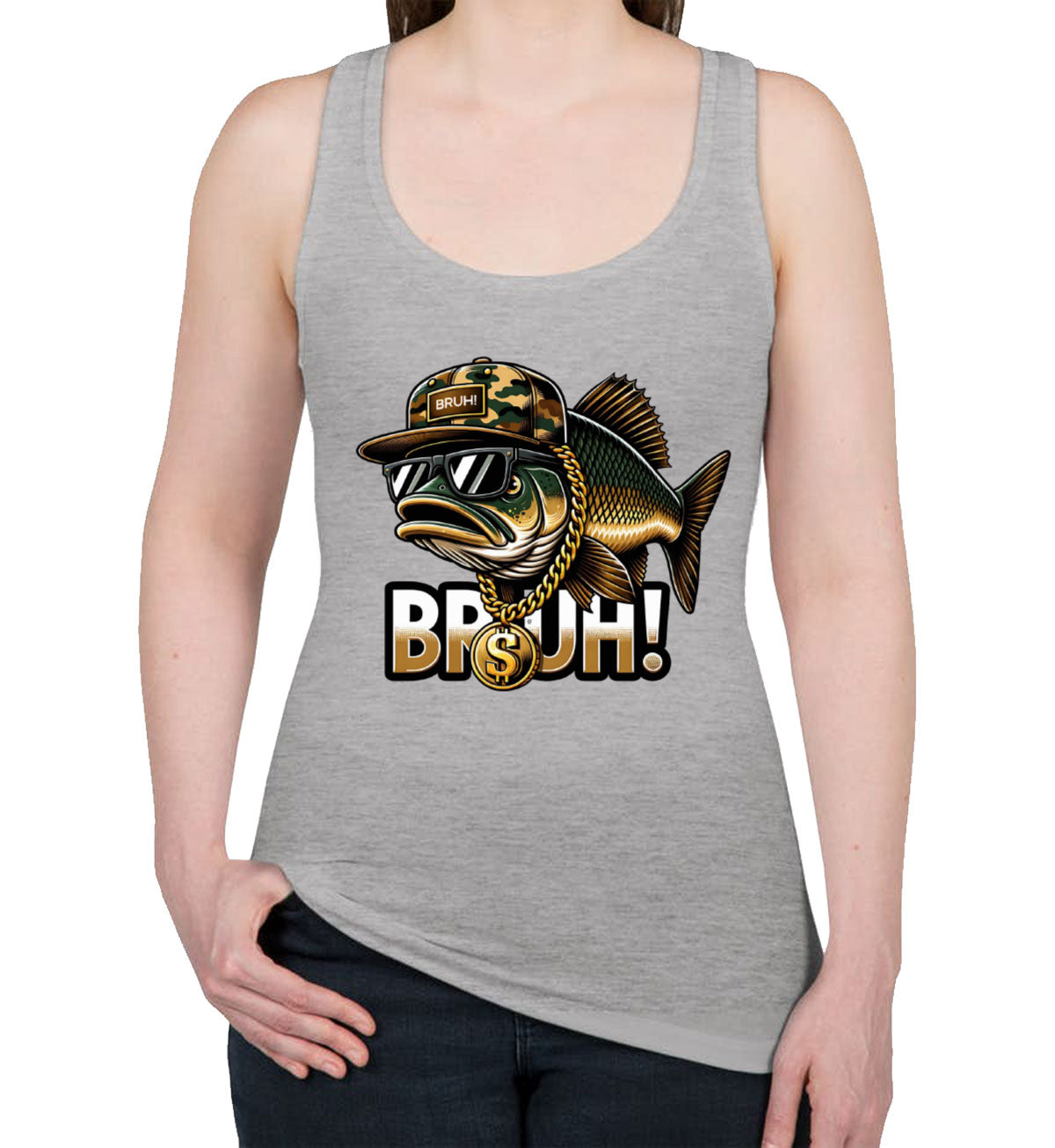 Funny Bass Fishing Women's Racerback Tank Top