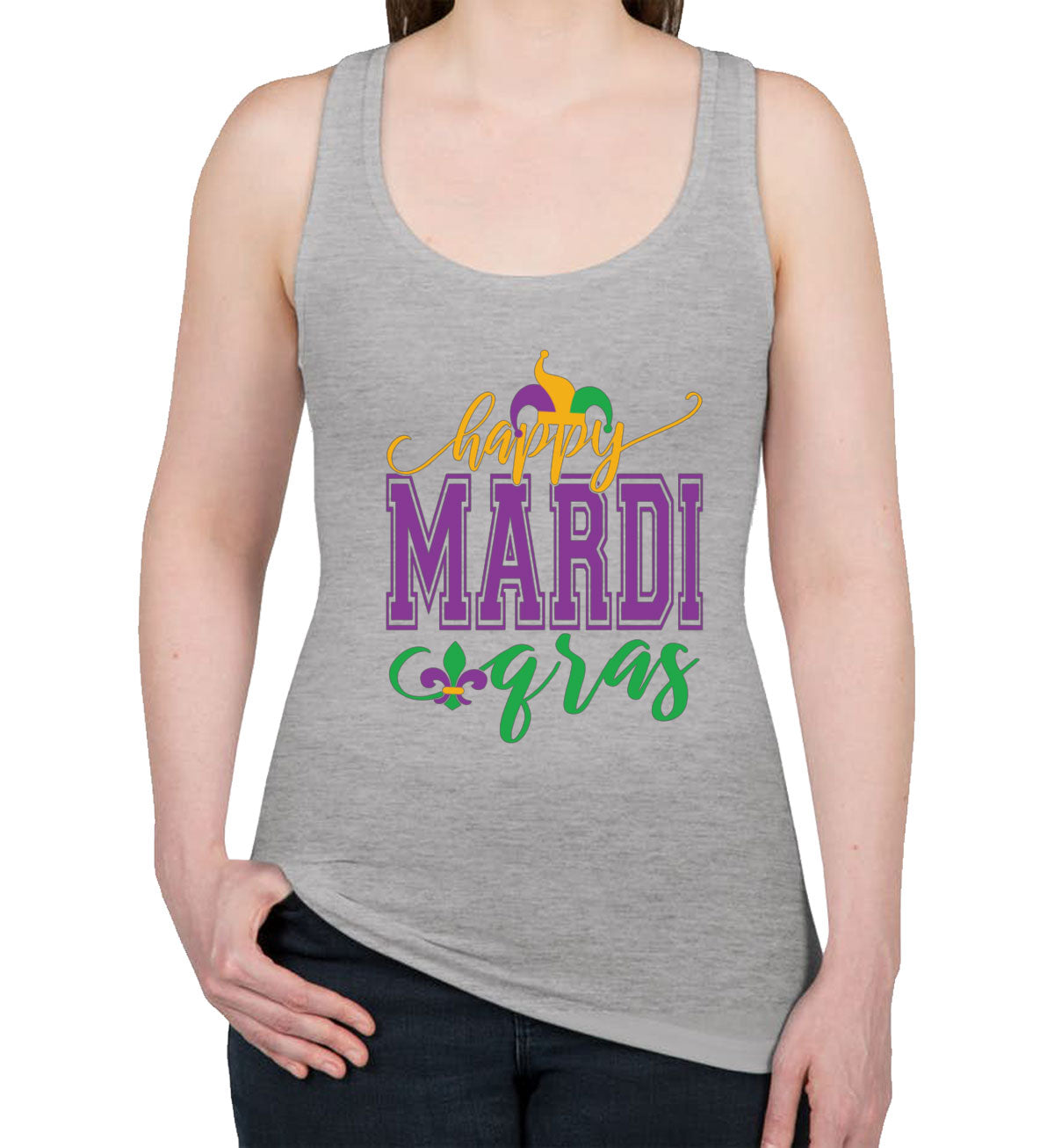 Happy Mardi Gras Women's Racerback Tank Top