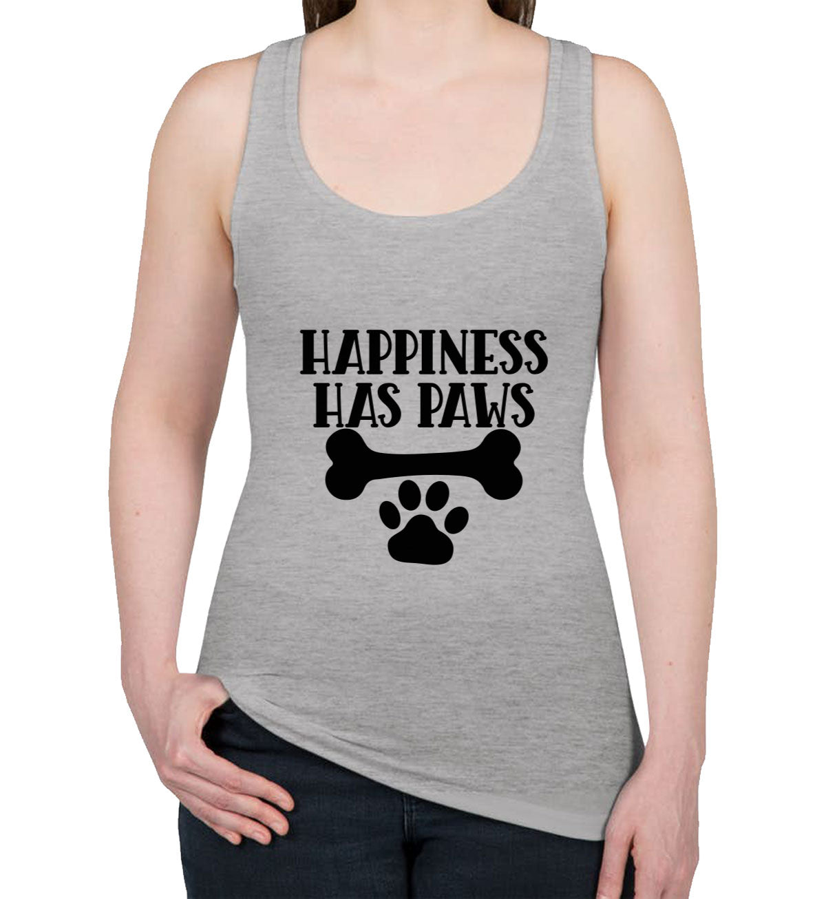 Happiness Has Paws Dog Women's Racerback Tank Top