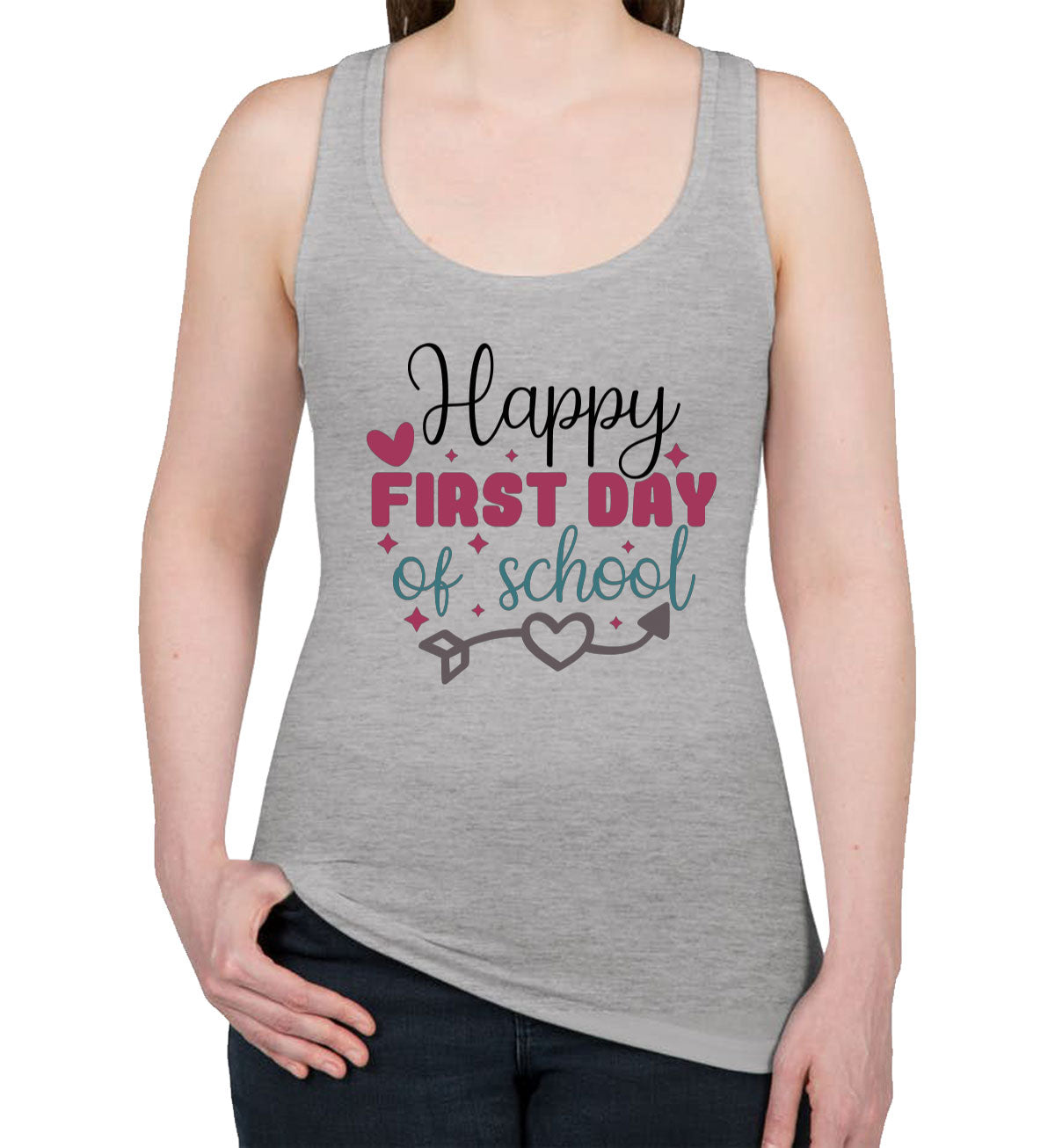 Happy First Day Of School Teacher Women's Racerback Tank Top