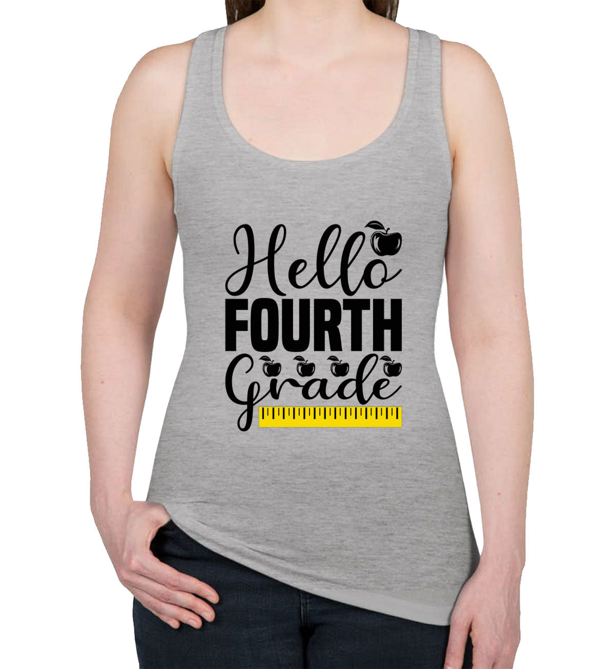 Hello Fourth Grade Teacher Women's Racerback Tank Top