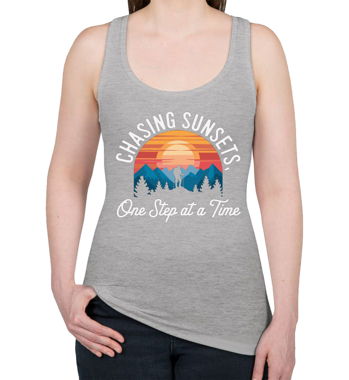 Chasing Sunsets, One Step At A Time Women's Racerback Tank Top