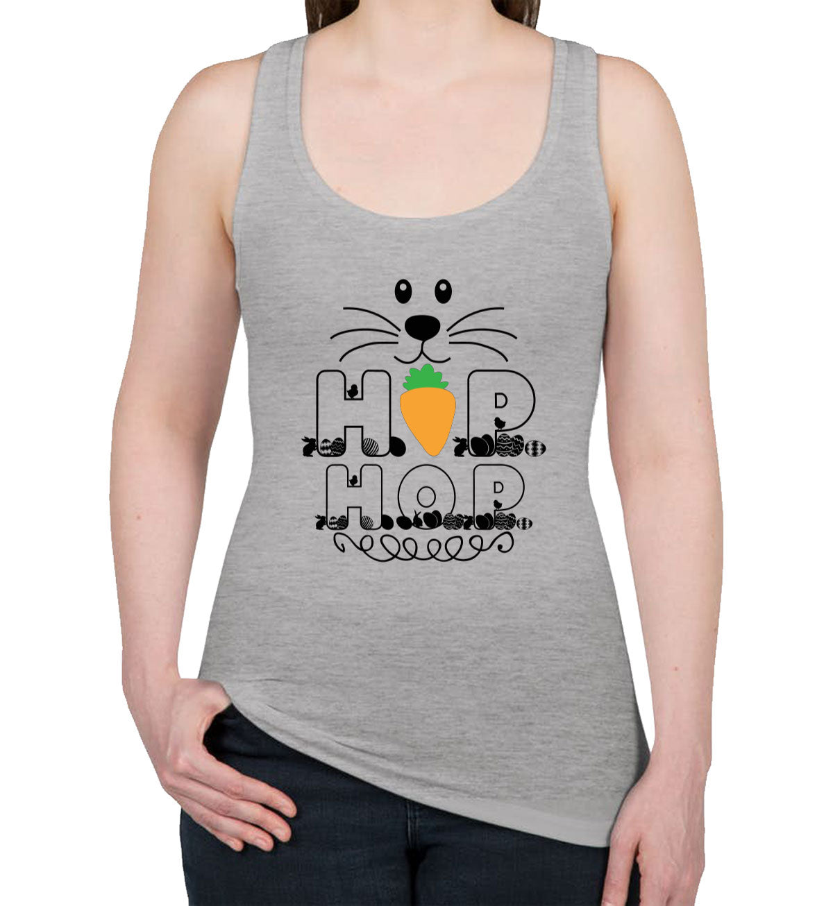 Hop Hop Bunny Easter Women's Racerback Tank Top