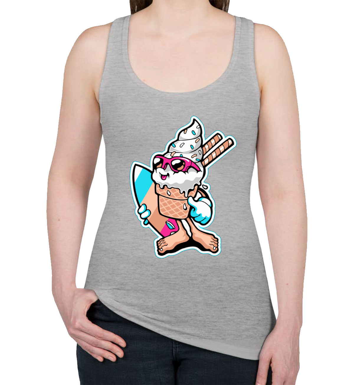 Ice Cream Surfer Women's Racerback Tank Top