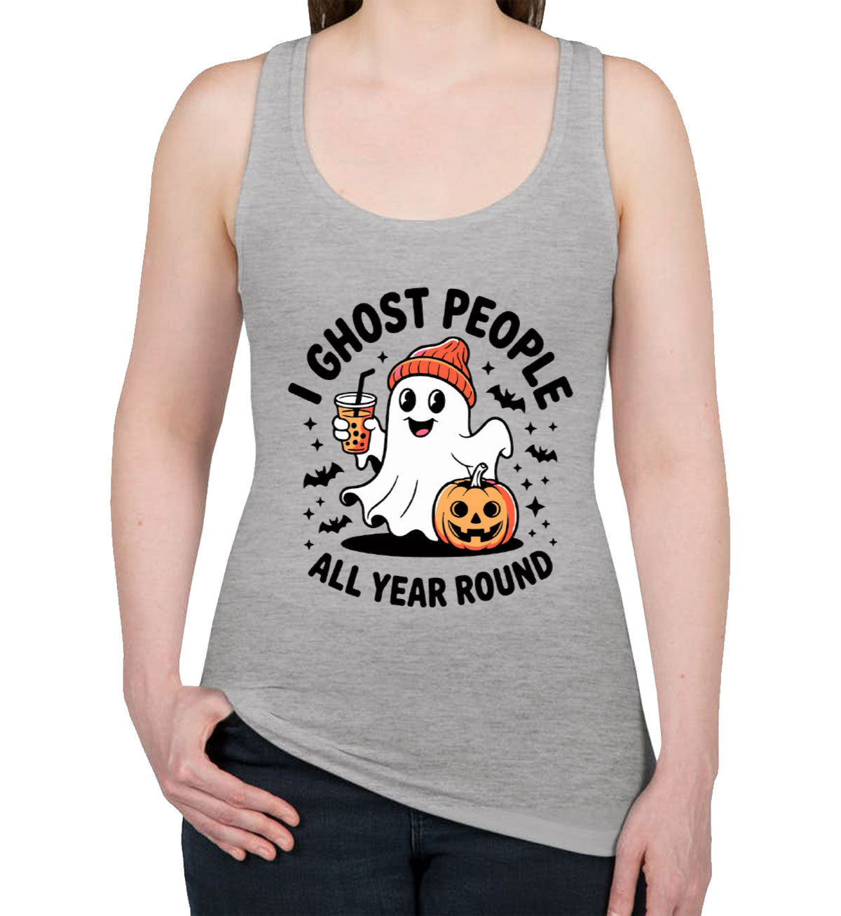 I Ghost People All Year Round Halloween Women's Racerback Tank Top