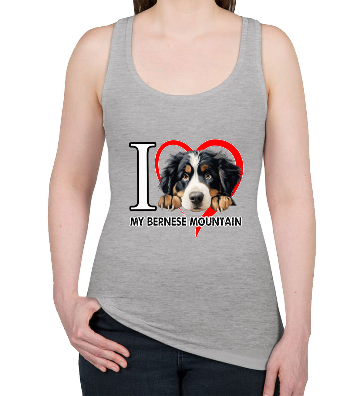 I Love My Bernese Mountain Dog Women's Racerback Tank Top