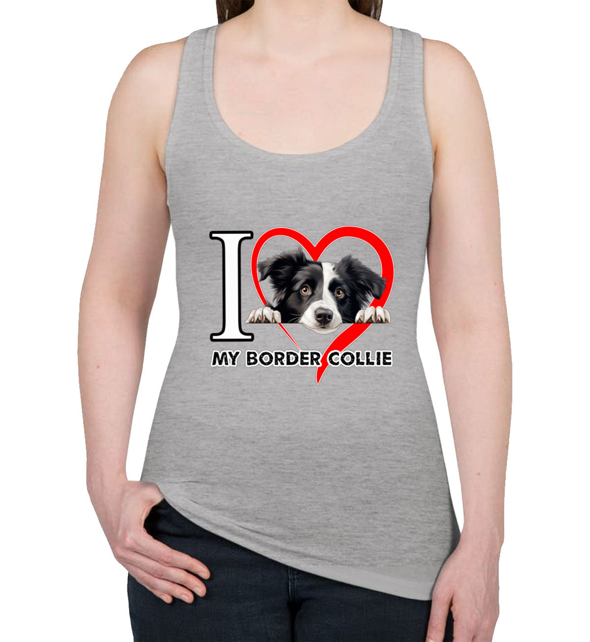 I Love My Border Collie Dog Women's Racerback Tank Top