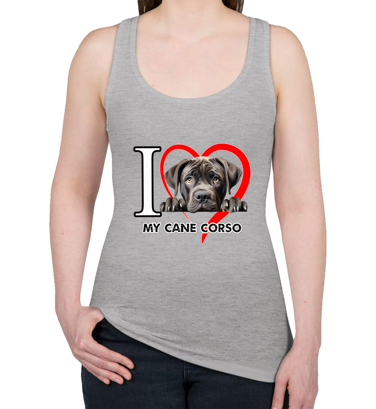 I Love My Cane Corso Dog Women's Racerback Tank Top