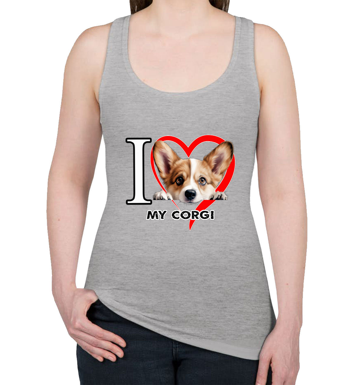 I Love My Corgi Dog Women's Racerback Tank Top