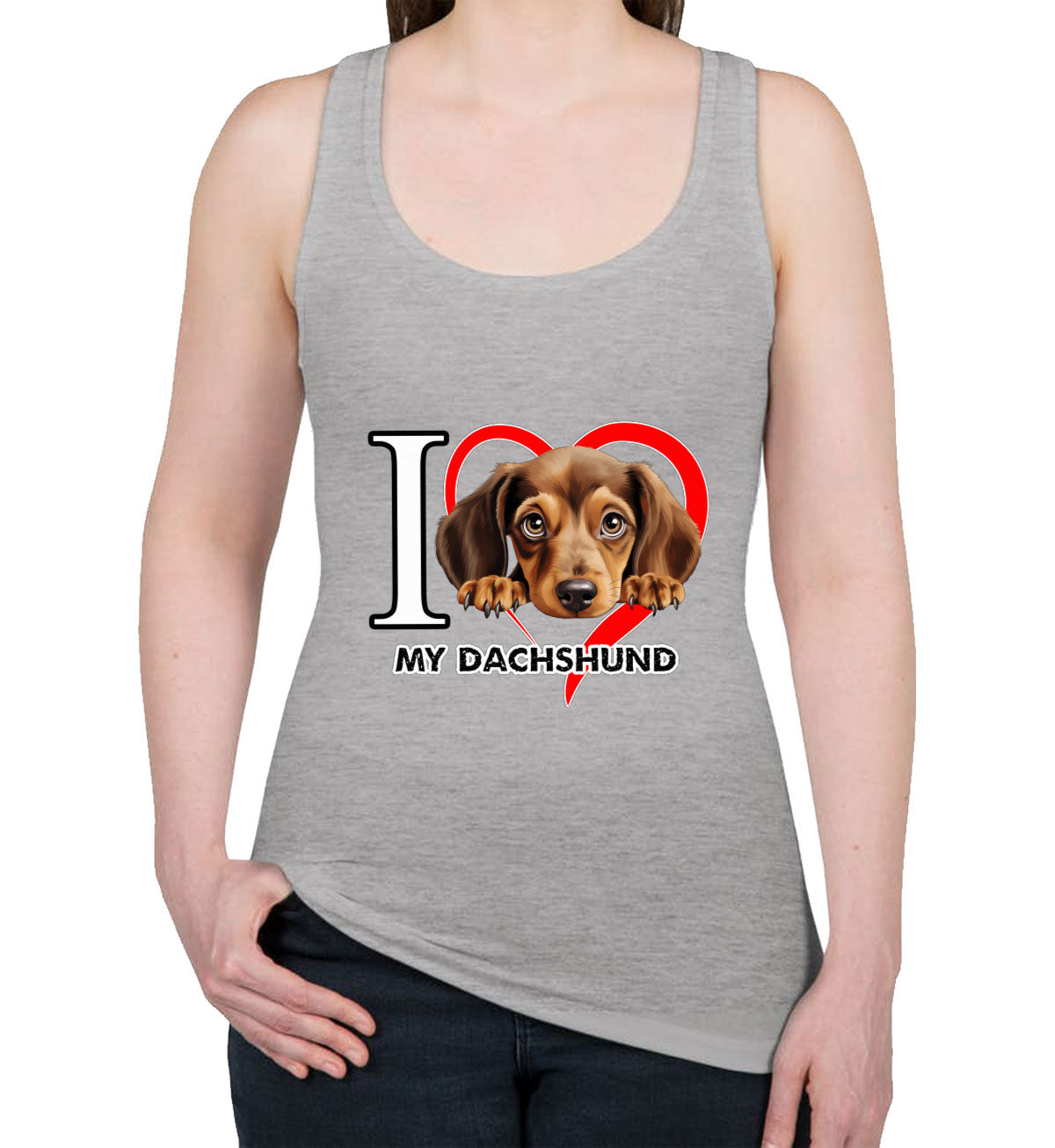 I Love My Dachshund Dog Women's Racerback Tank Top