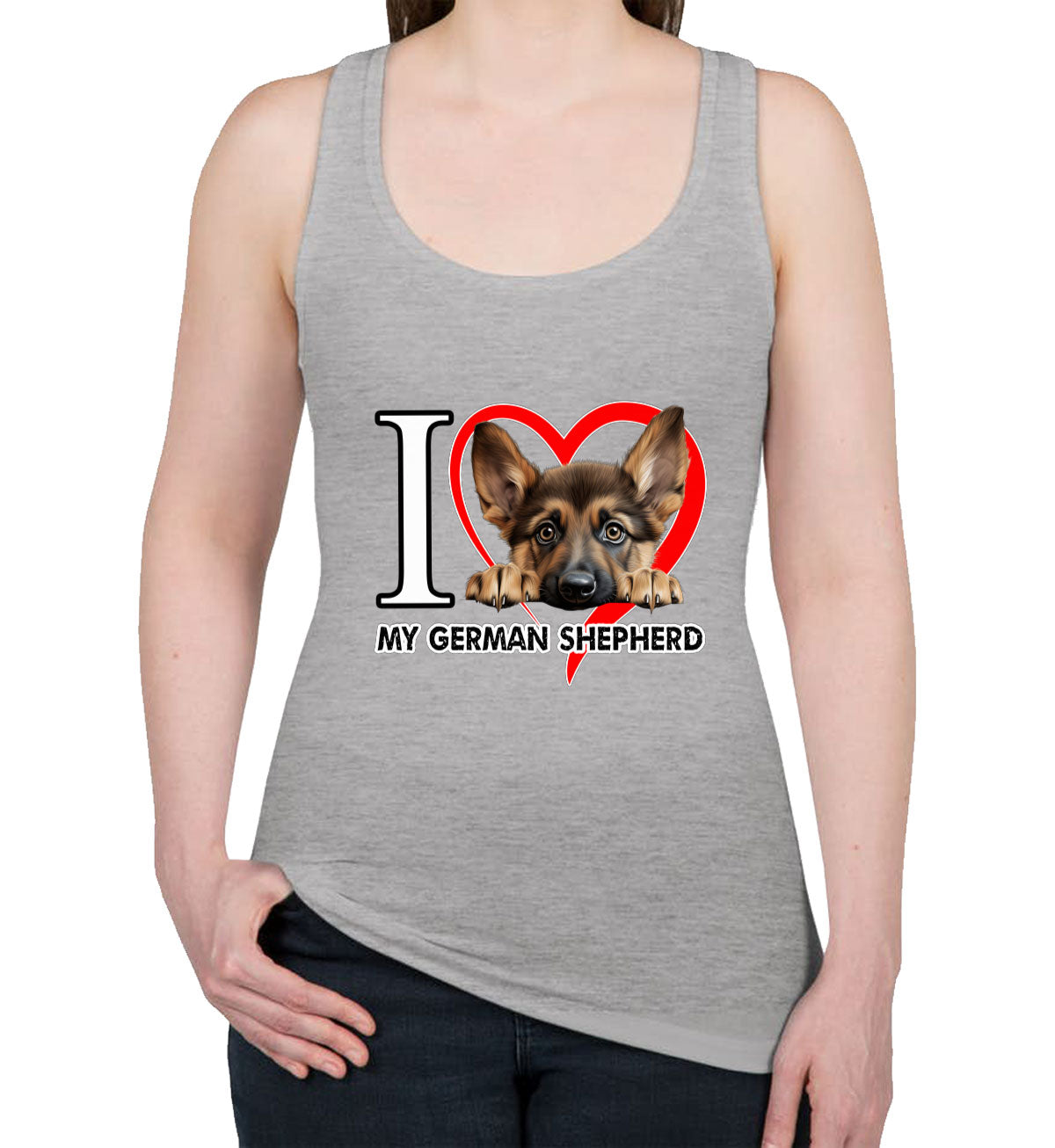 I Love My German Shepherd Dog Women's Racerback Tank Top