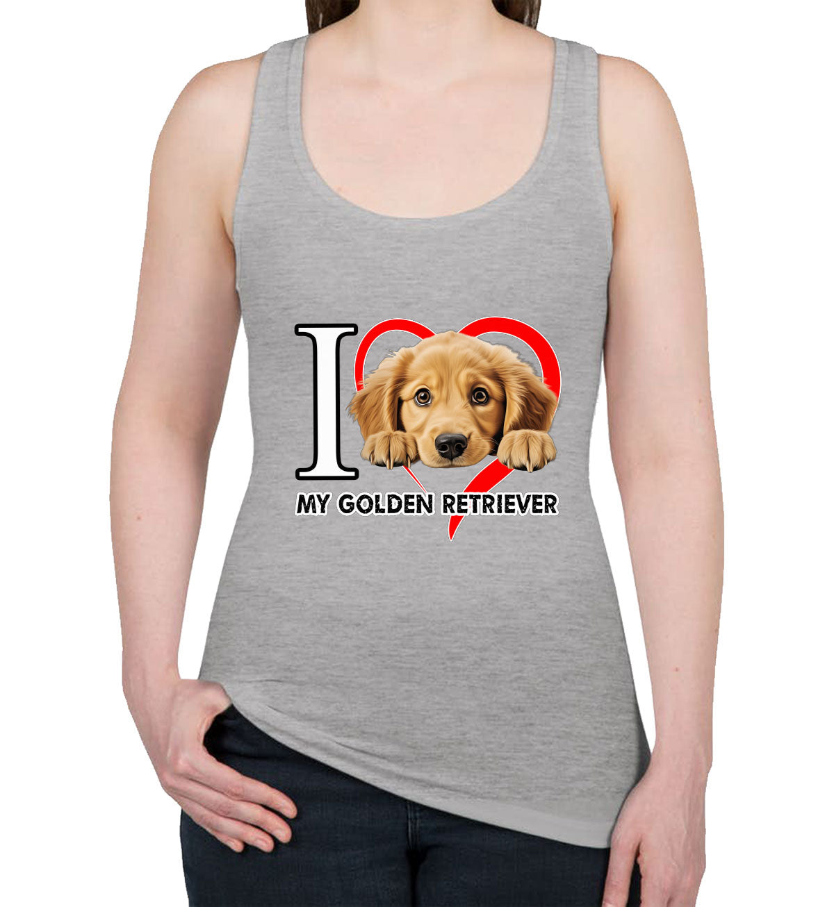 I Love My Golden Retriever Dog Women's Racerback Tank Top