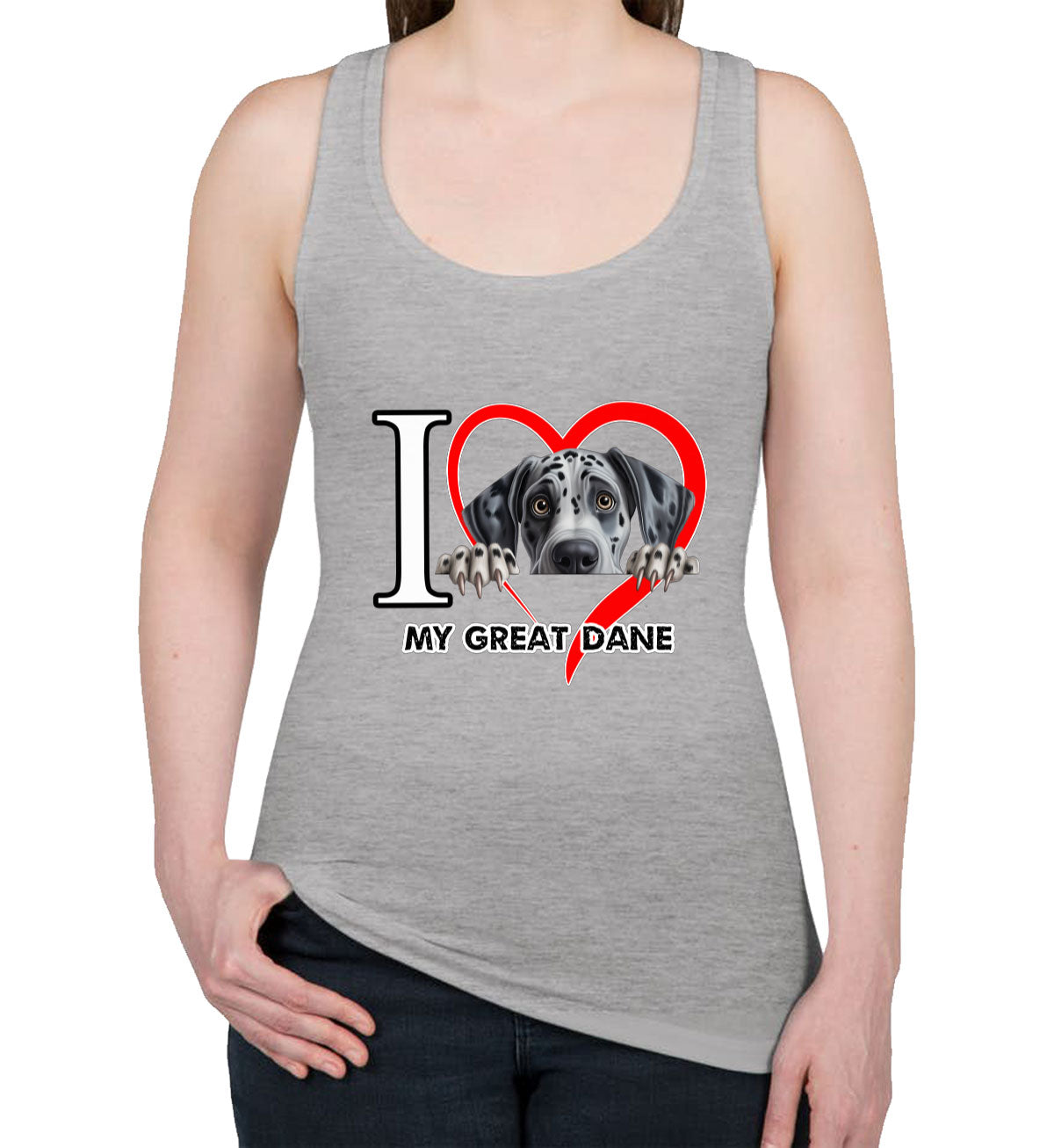 I Love My Great Dane Dog Women's Racerback Tank Top