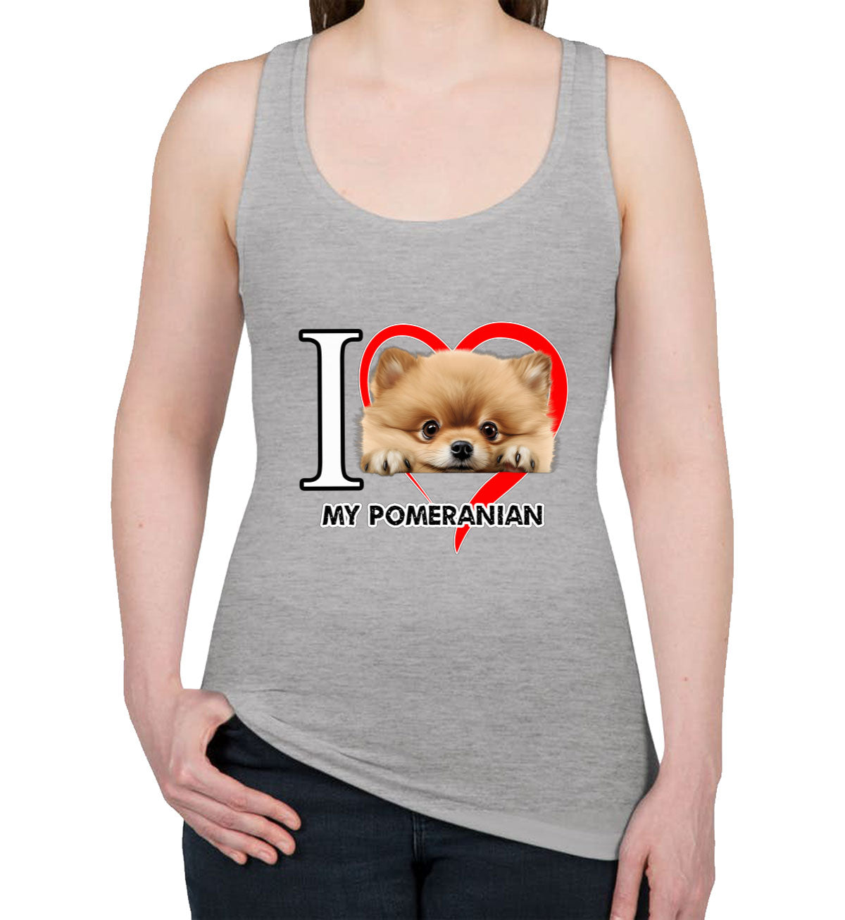 I Love My Pomeranian Dog Women's Racerback Tank Top